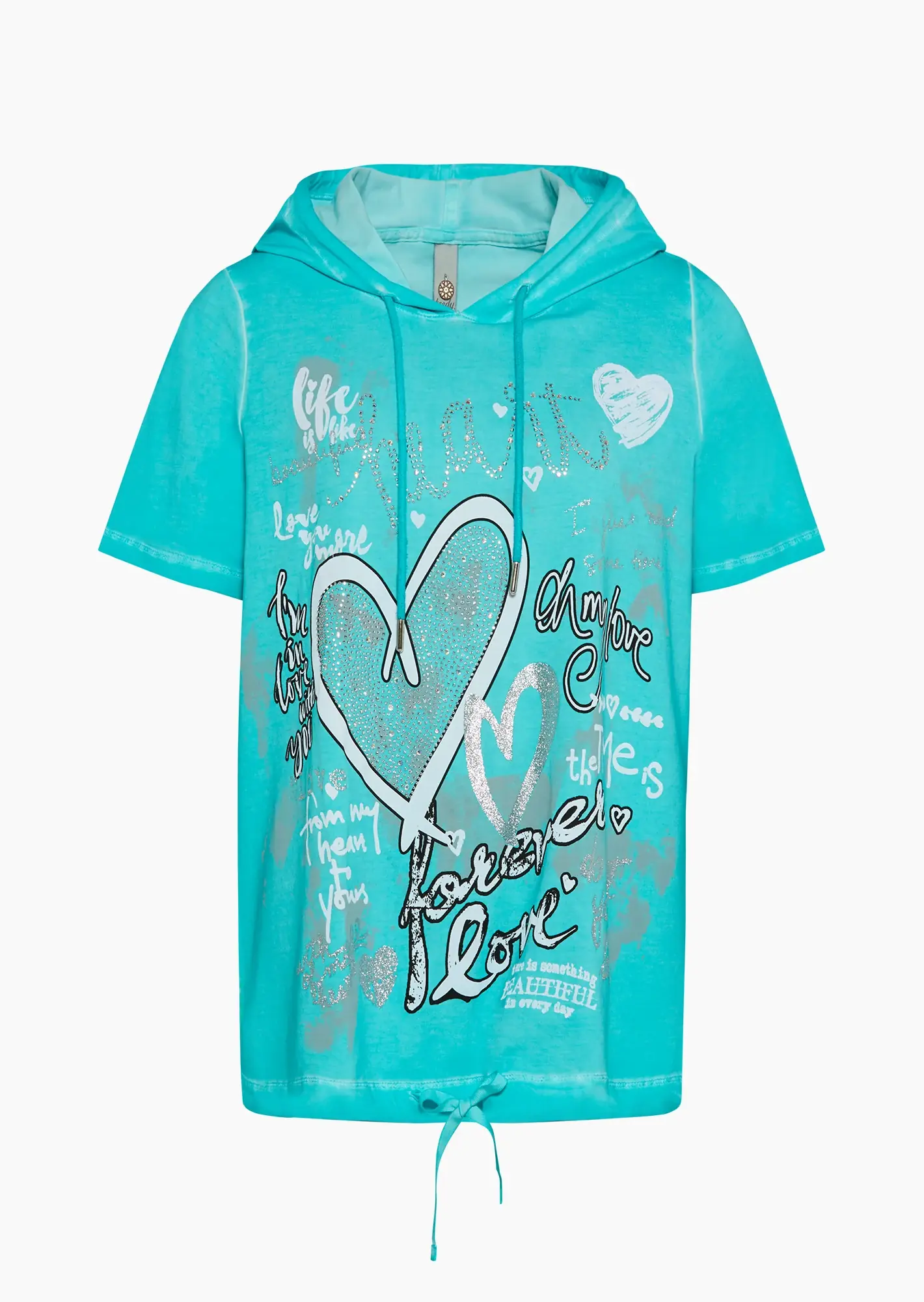 Shirt mit Kapuze, türkis