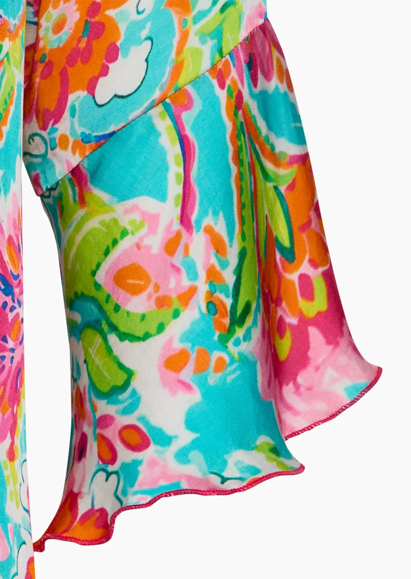 Viskose-Bluse mit Volantärmeln, bunt