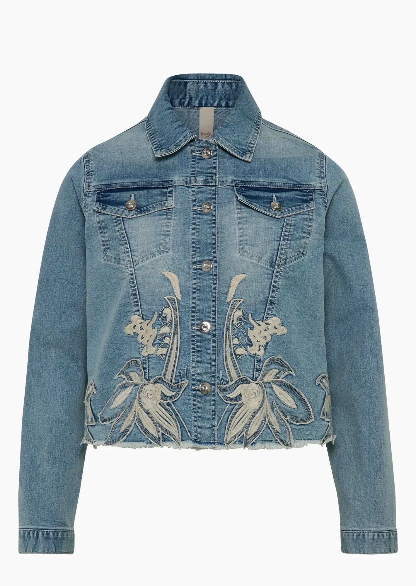 Jeansjacke mit Stickerei, light blue denim