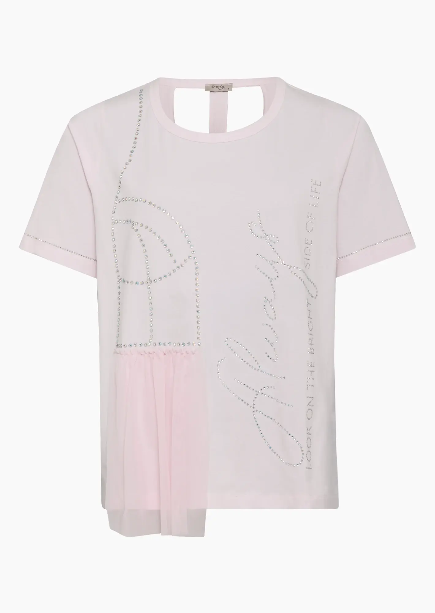 Statementshirt mit Ziersteinbesatz, mandelblüte