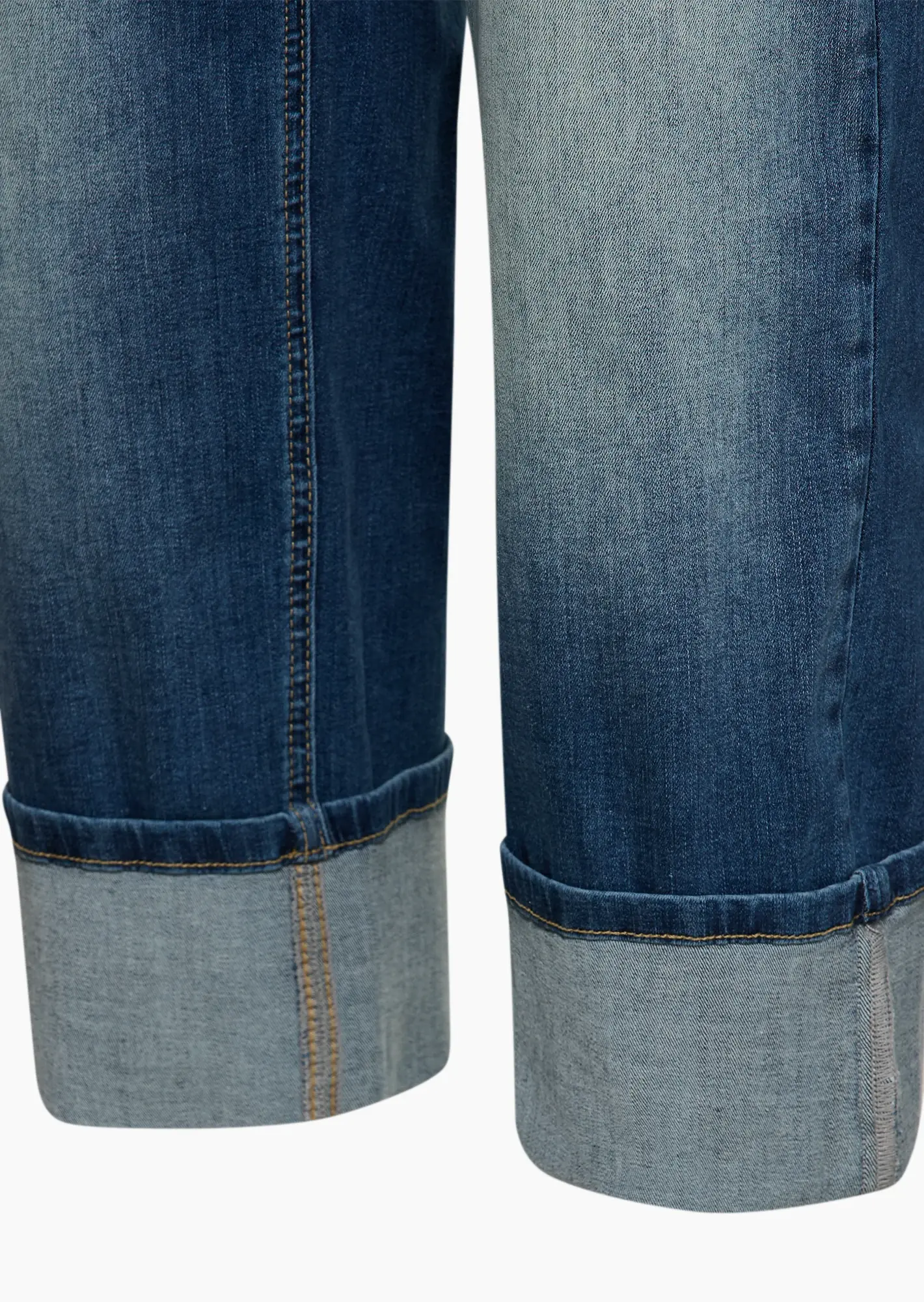 Wide Leg Jeans mit Turn-up Saum, blue denim