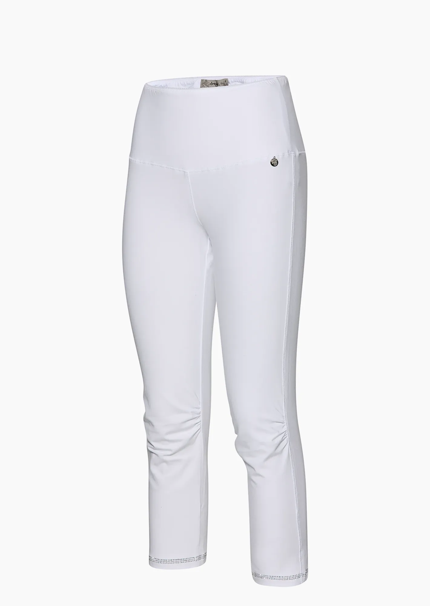 Capri-Leggings mit Ziersteinen, weiß