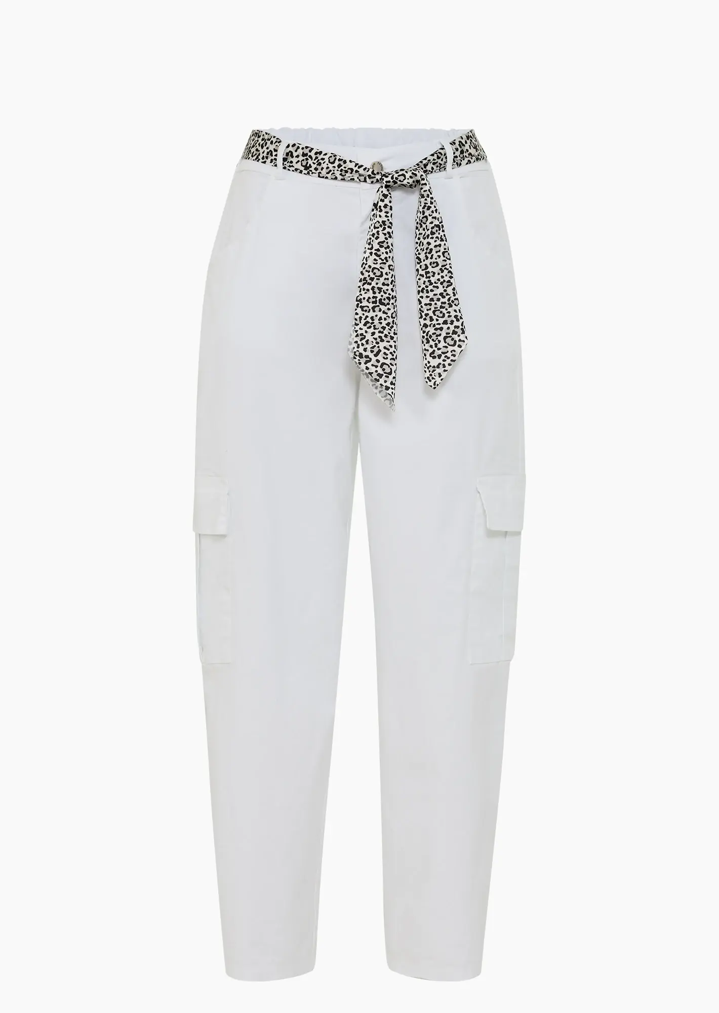 Cargohose mit dekorativem Tuch, weiß