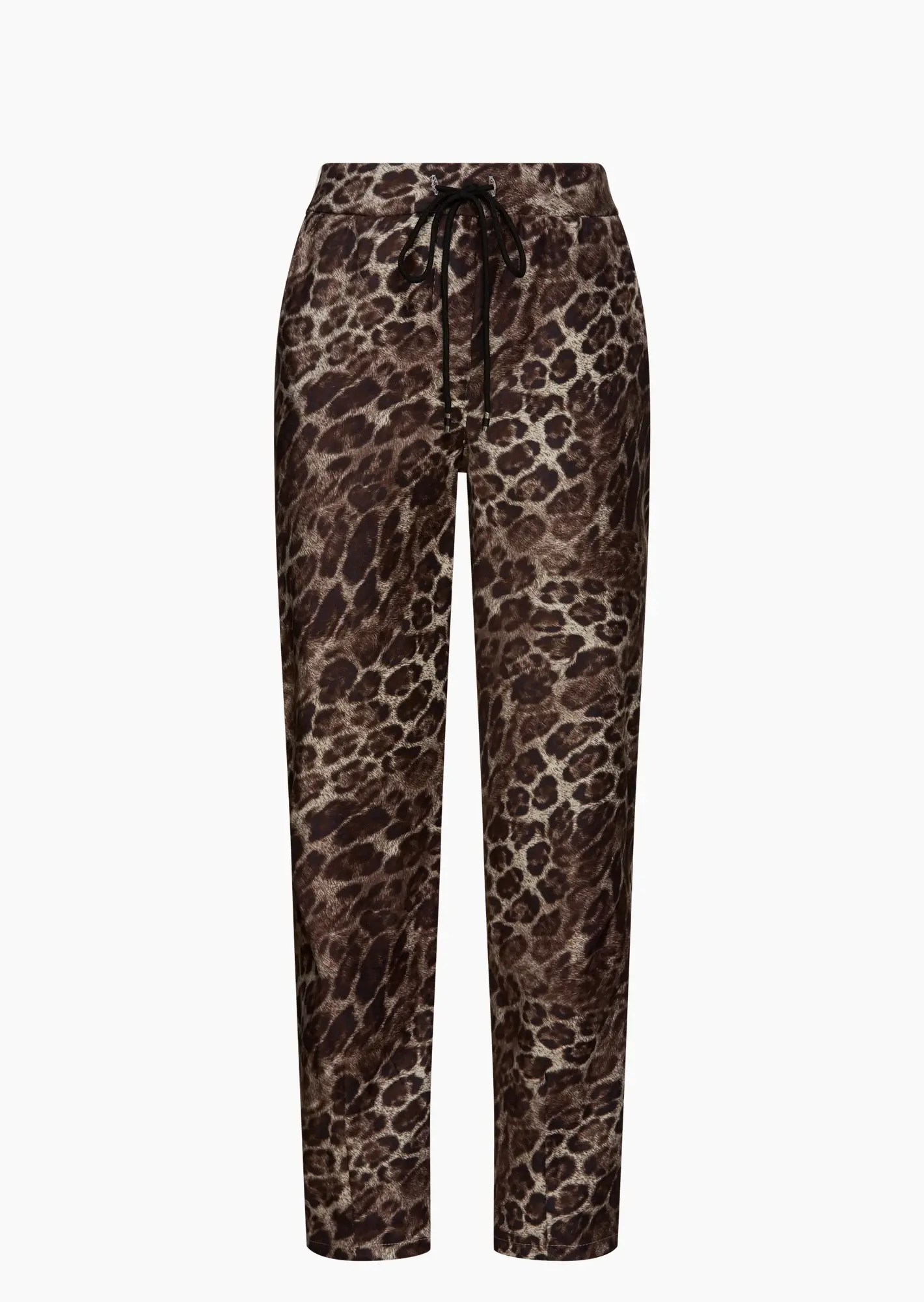 Suede-Joggpants im Leoprint, mocca