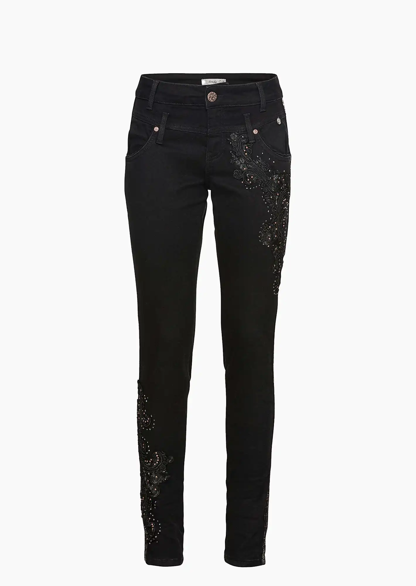 Hose mit Spitzen-Patch, schwarz
