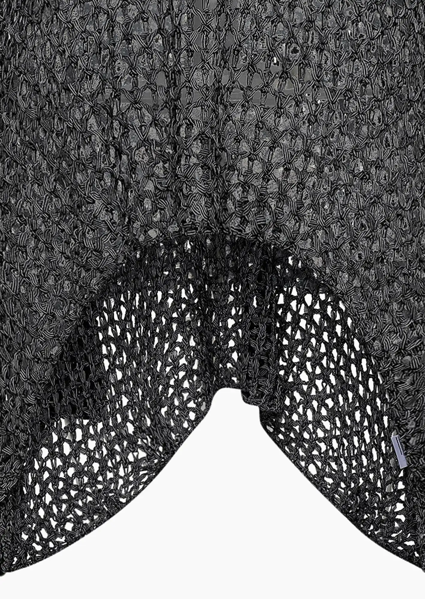 Pullover in Lochstrick, schwarz-melange
