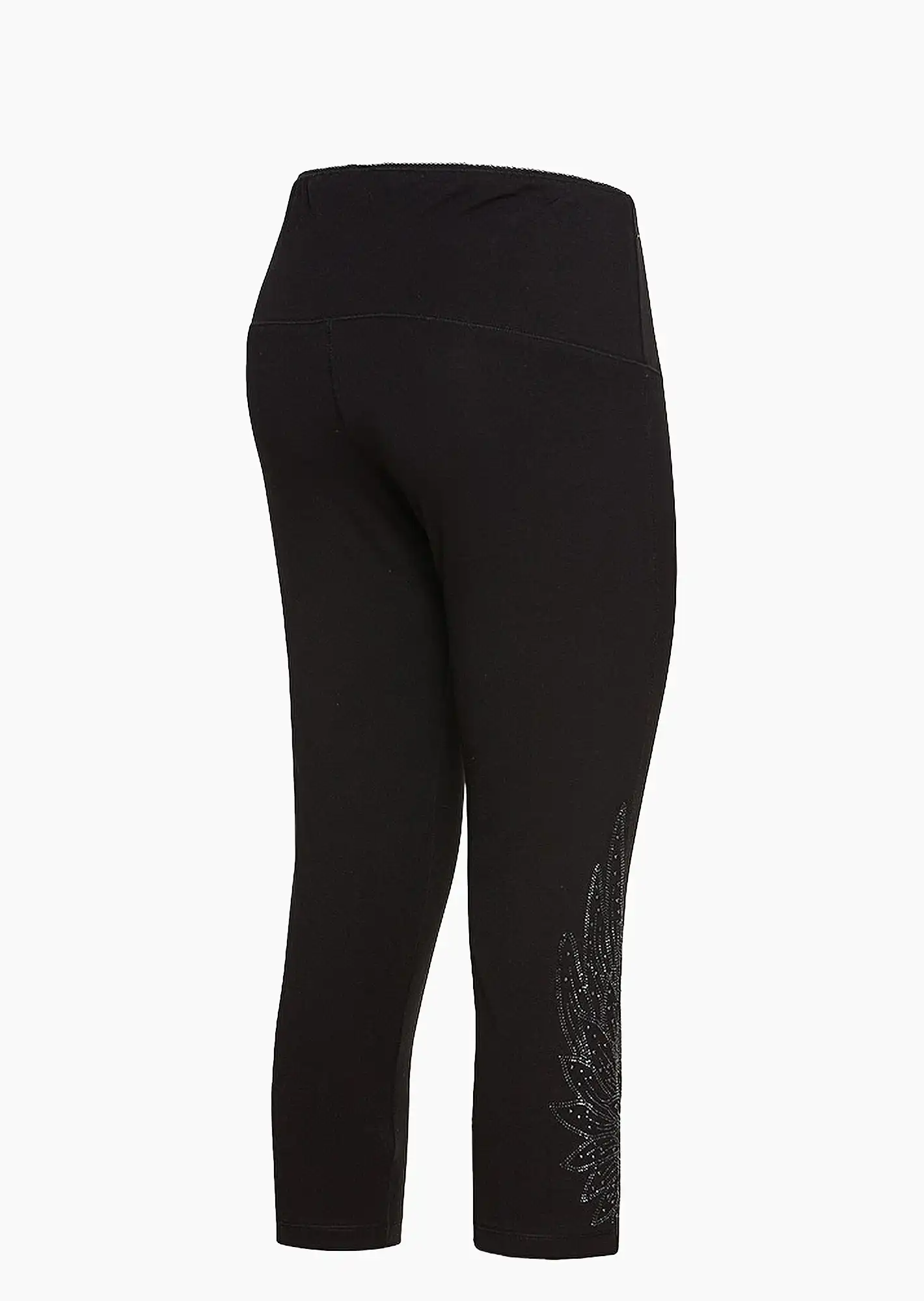 Capri-Leggings mit Ziersteinen, schwarz