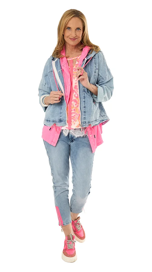 Denim & neonpink