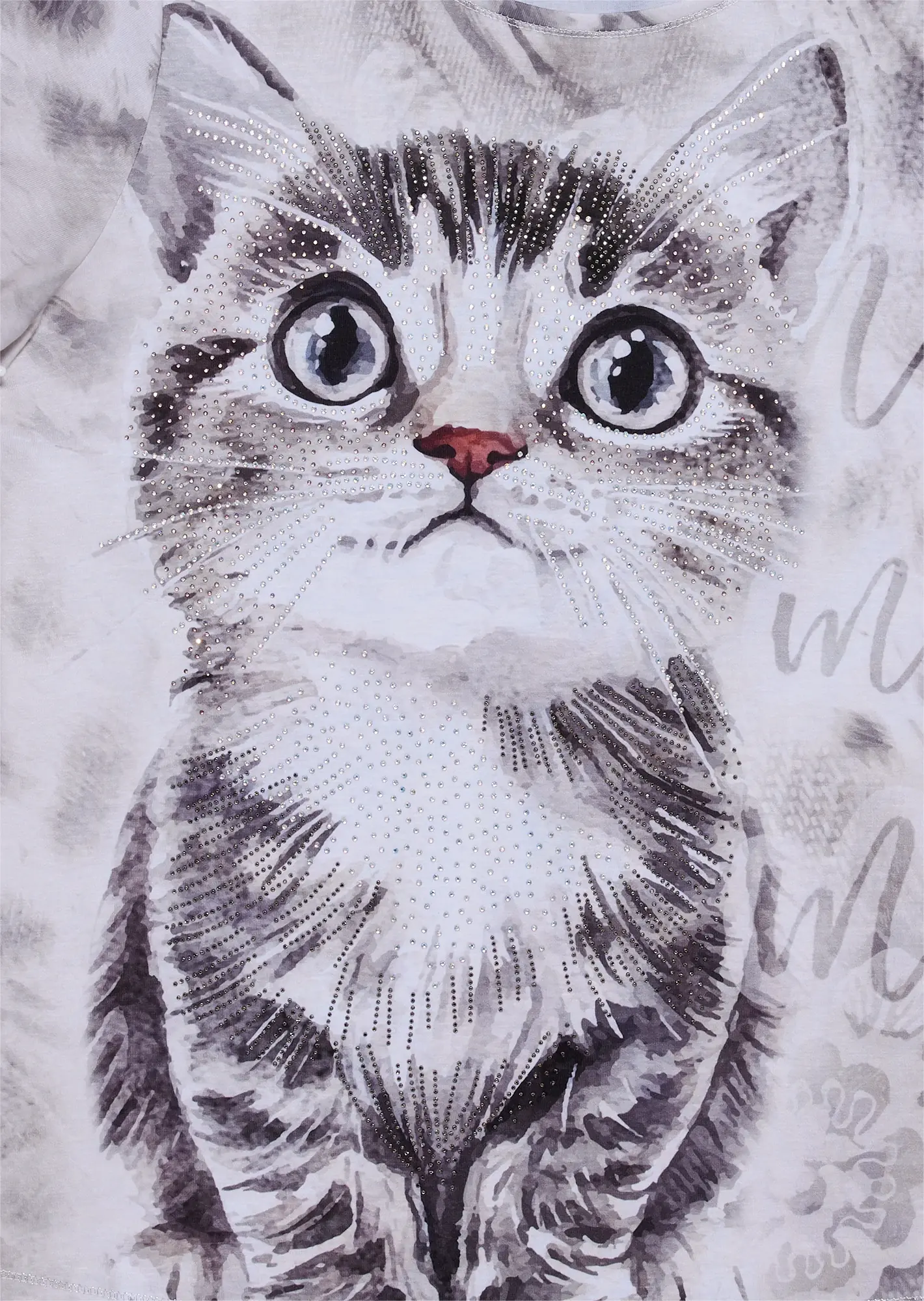 Leichtes Kurzarm-Shirt mit Kitten-Motiv, crema