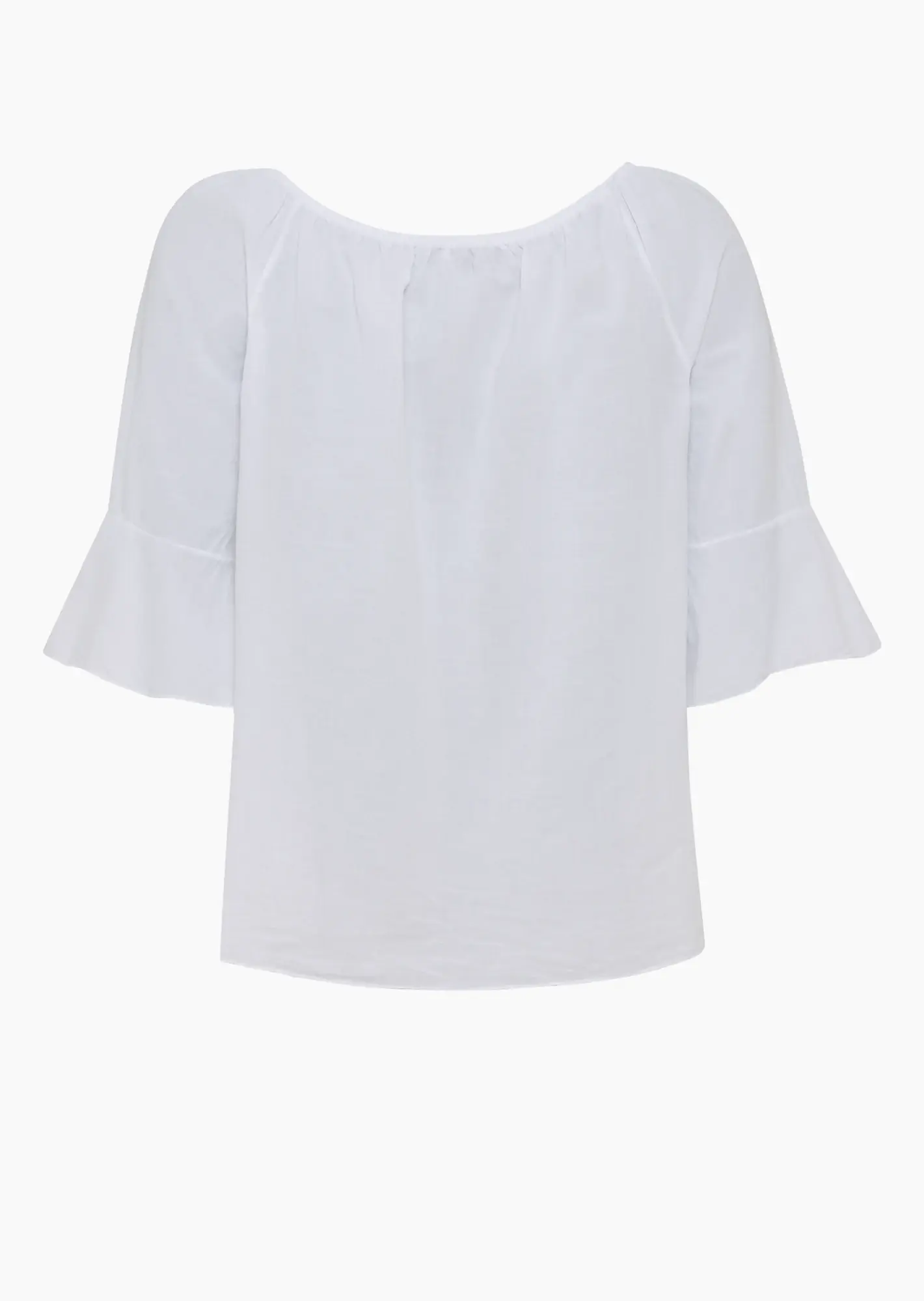 Leichte Baumwoll-Bluse mit Zierblüten-Stickerei, weiß