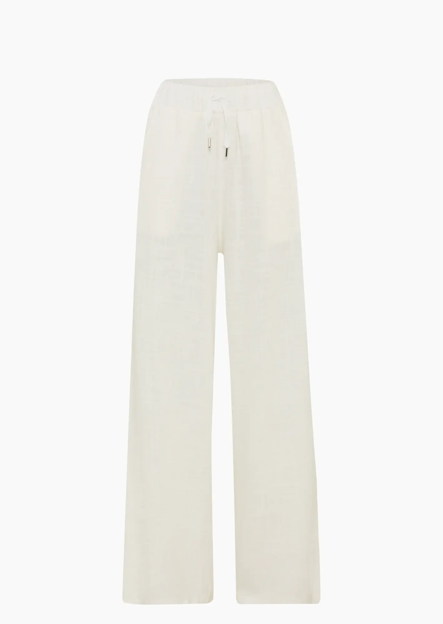 Leinen-Tencel-Wide Leg Hose mit grobem Netz, offwhite