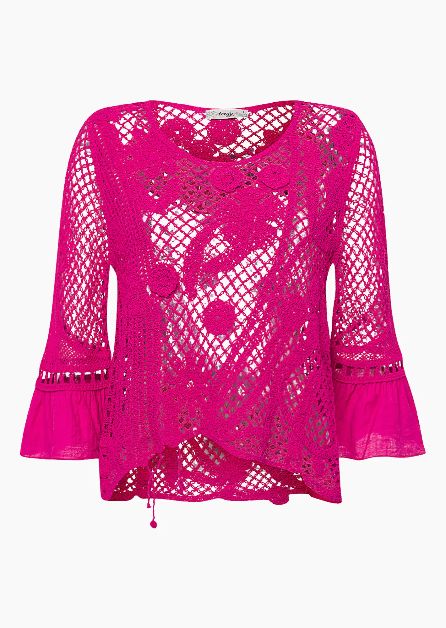 Strickpullover in Häkeloptik, very berry