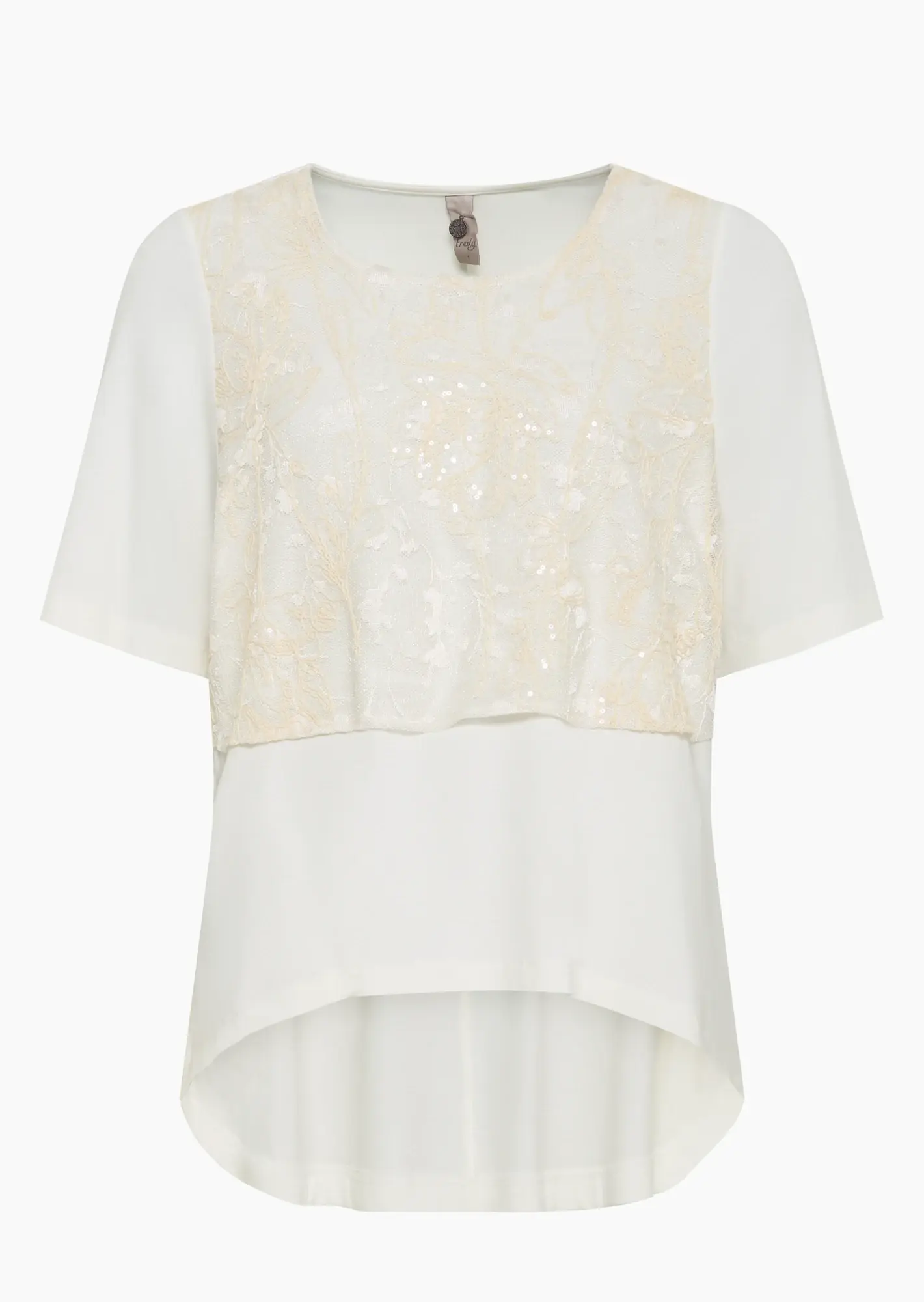 Shirt mit dekorativer Spitze, offwhite
