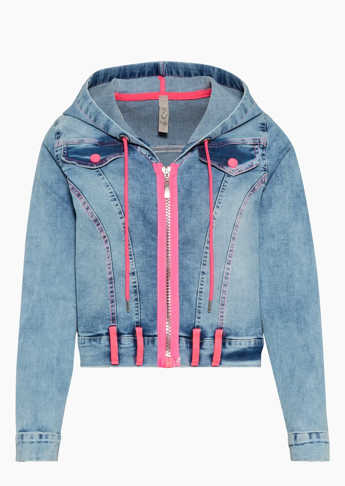 Jeansjacke mit Farbhighlights, bleached denim
