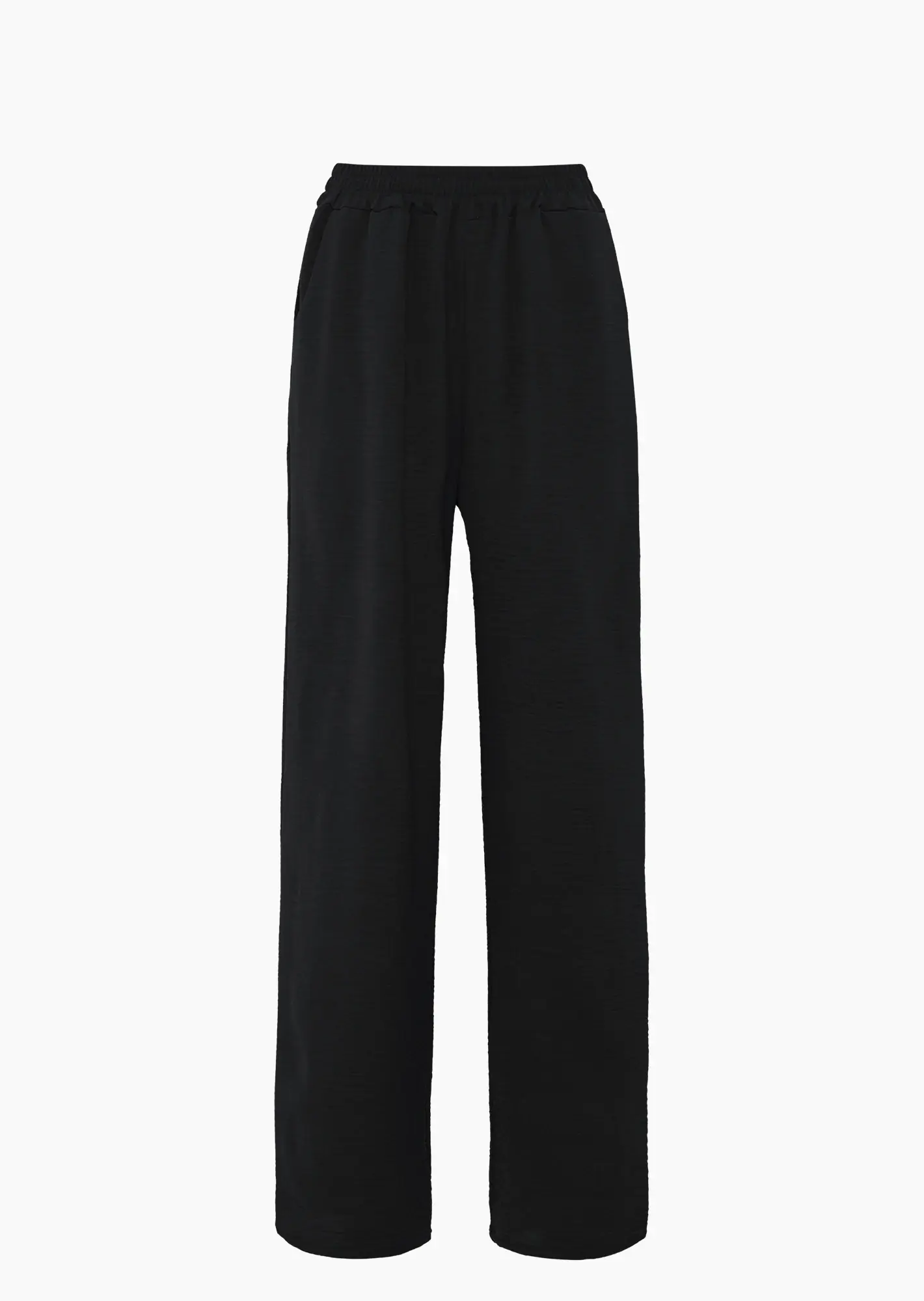 leichte Wide Leg Hose, schwarz