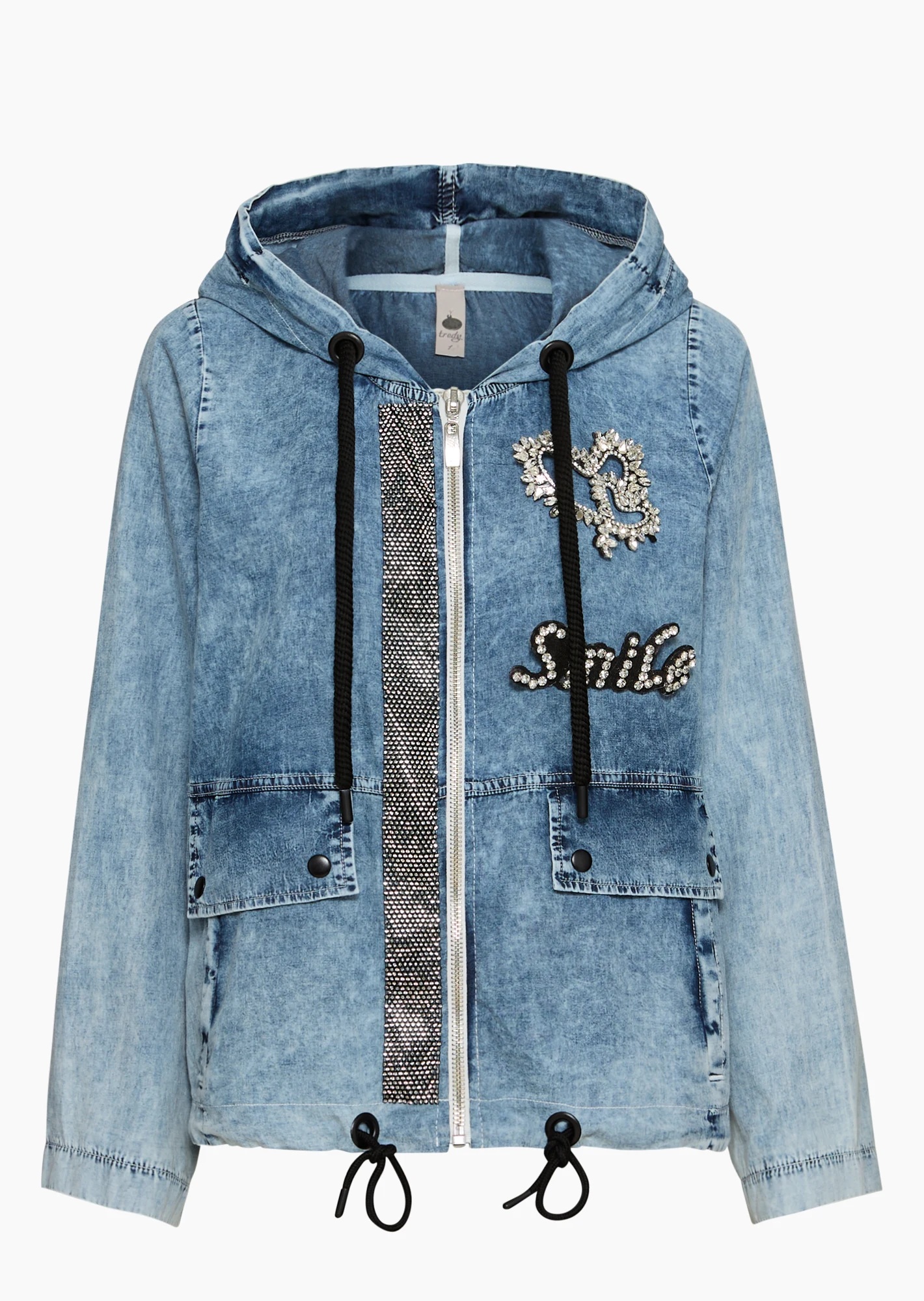 Jacke mit Glitzer, bleached denim