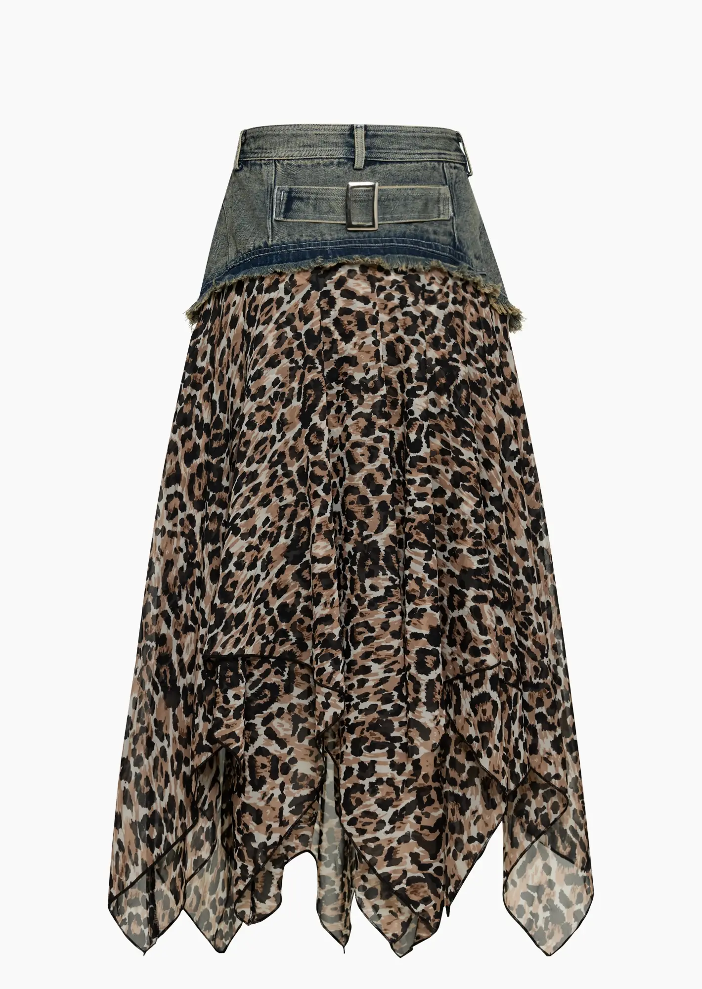 Rock mit Denim und Leodesign, crema-blue denim