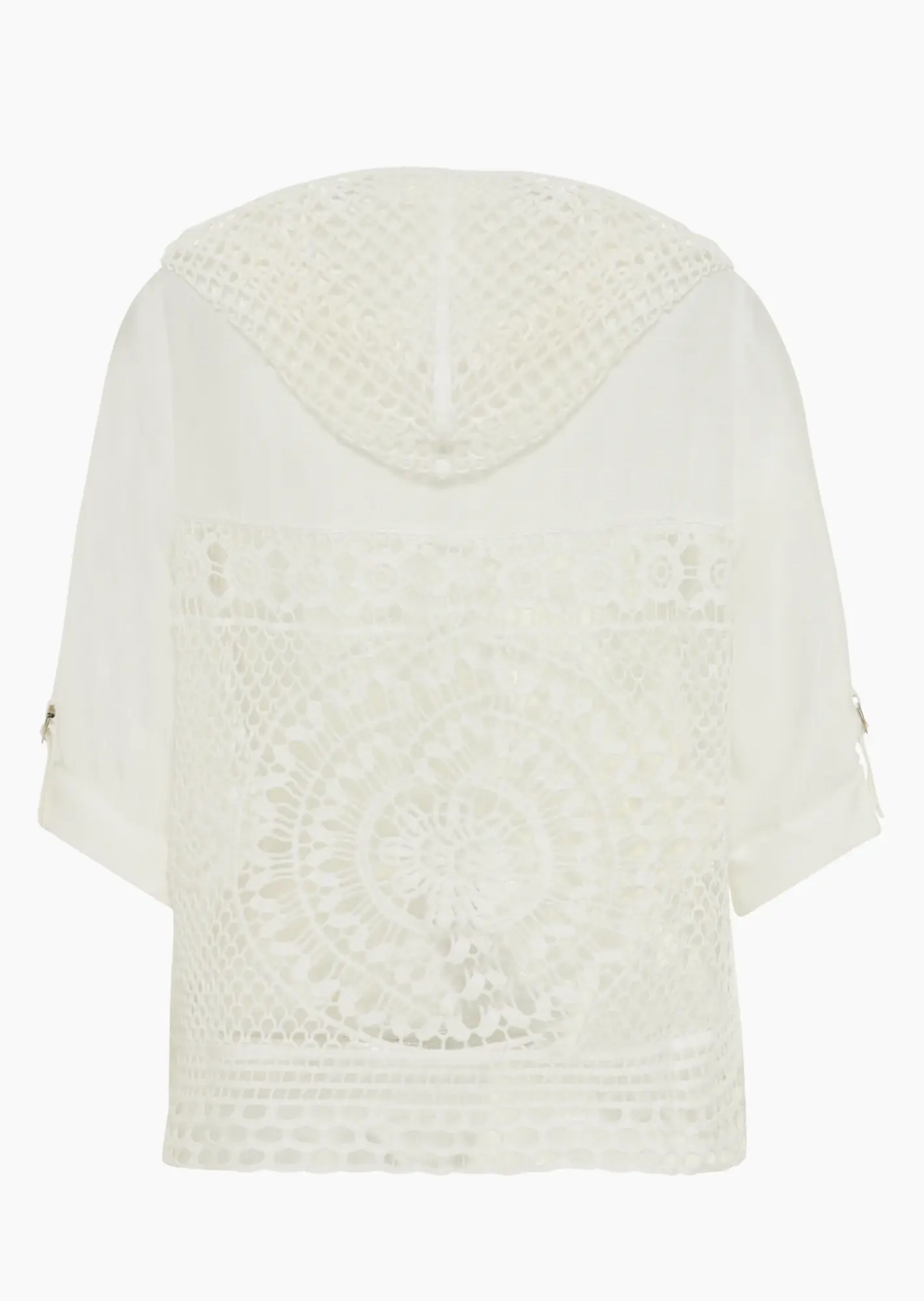 Bluse im Häkelstyle mit Reißverschluss, weiß
