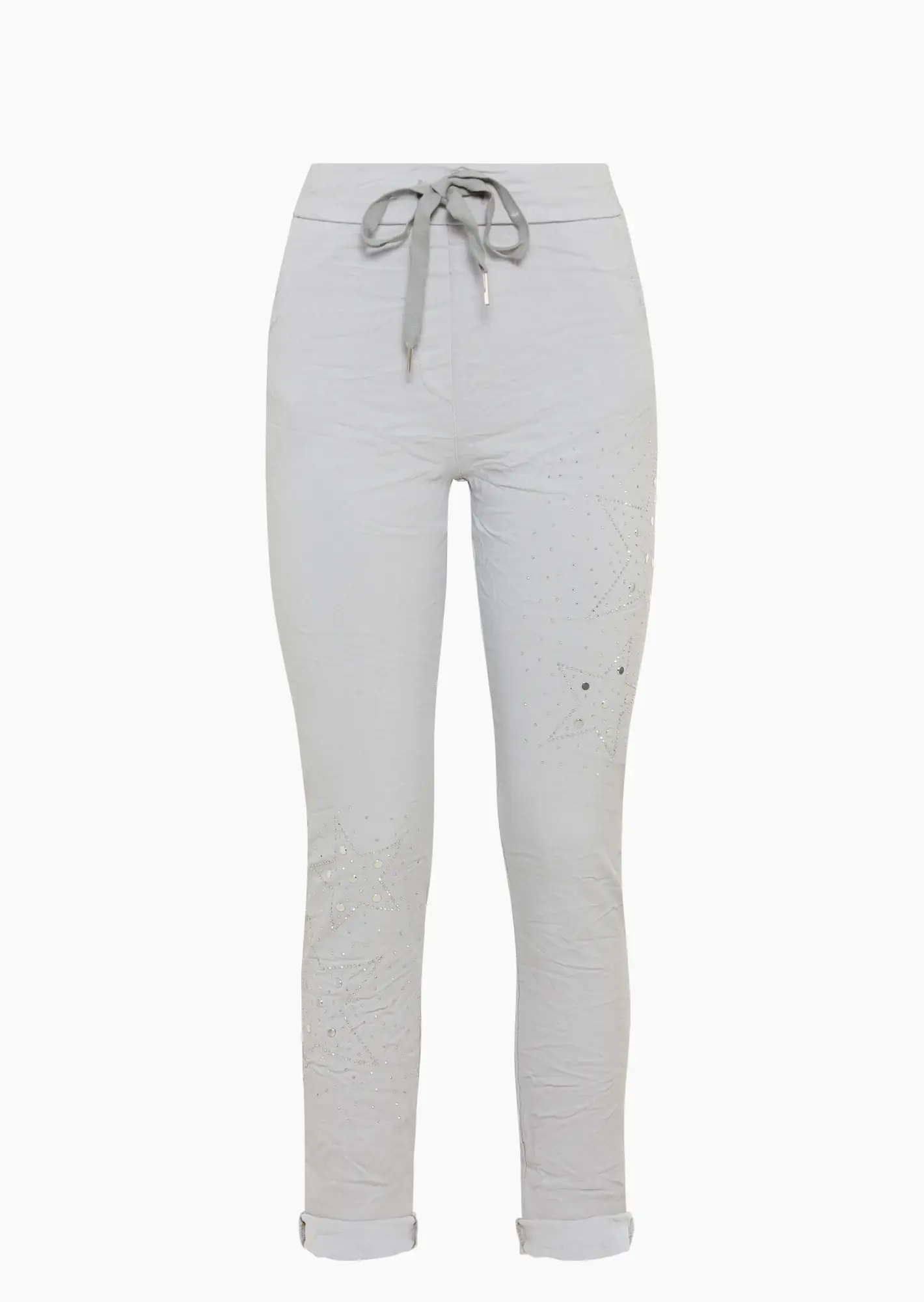 Joggpants mit Ziersteinen & Nieten', silber