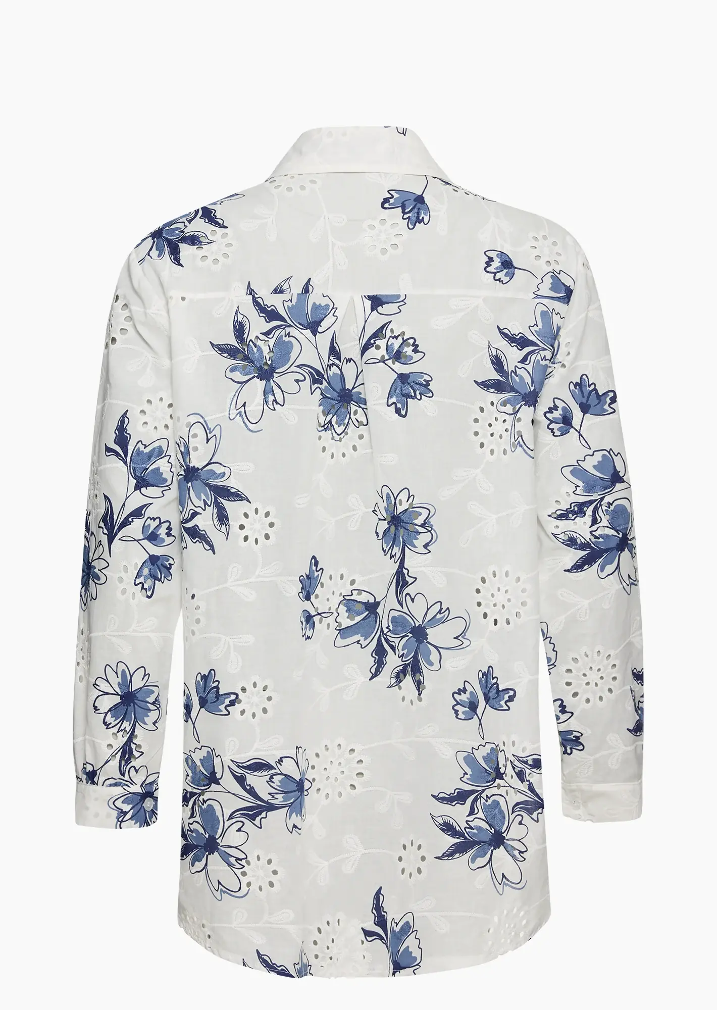 Bluse mit Lochstickerei, blau