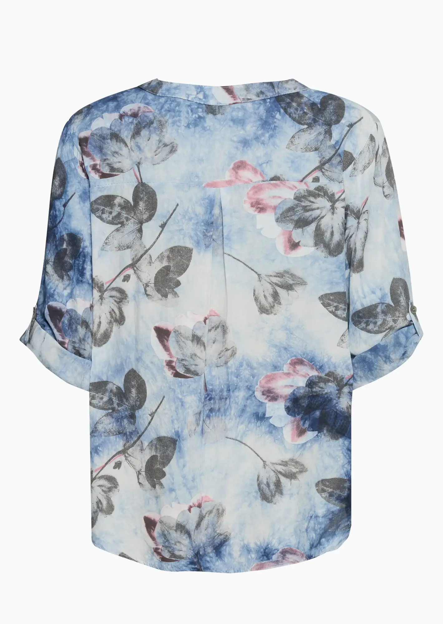 Bluse mit floralem Print, blau