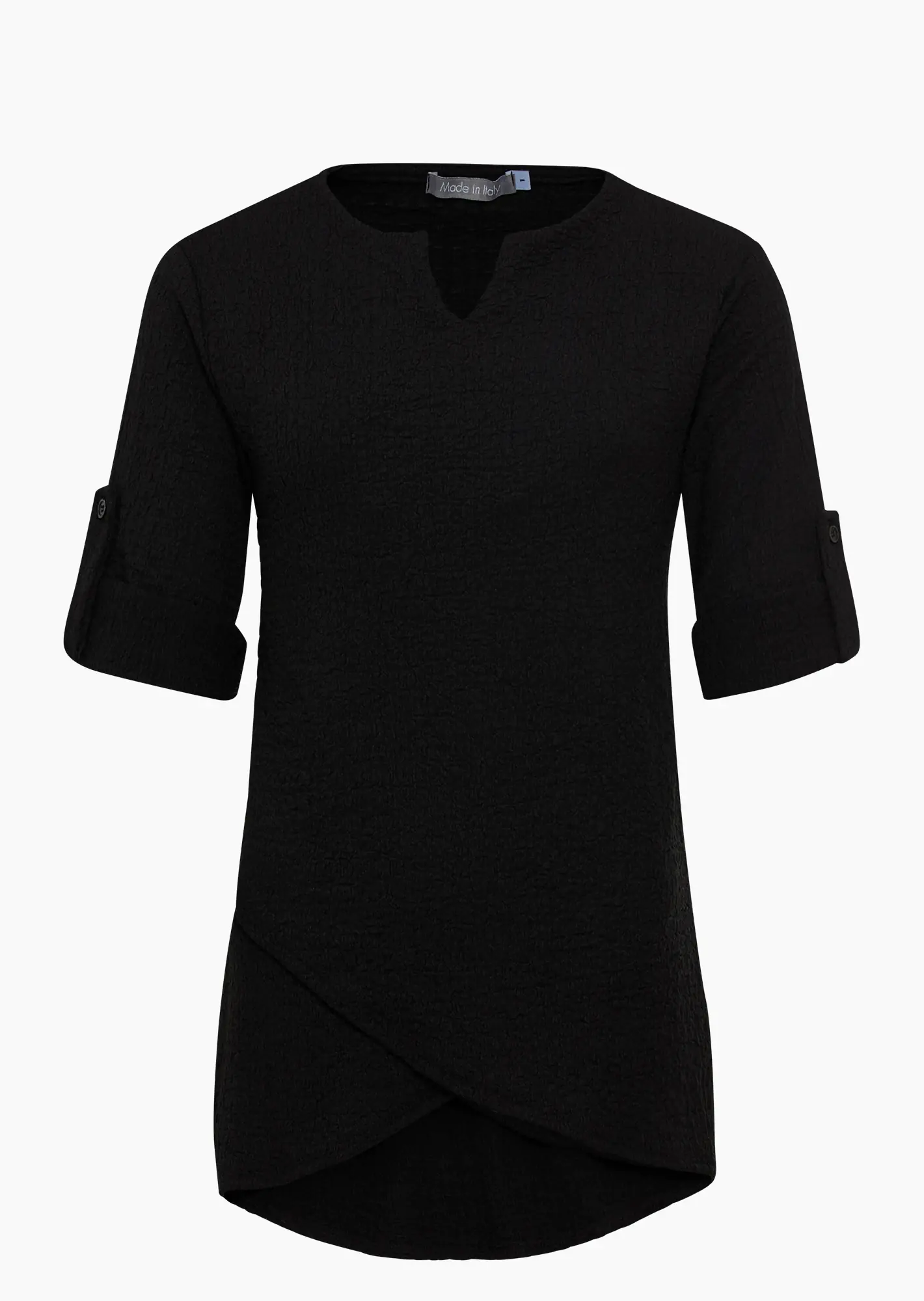 Bluse in Strukturstoff, schwarz