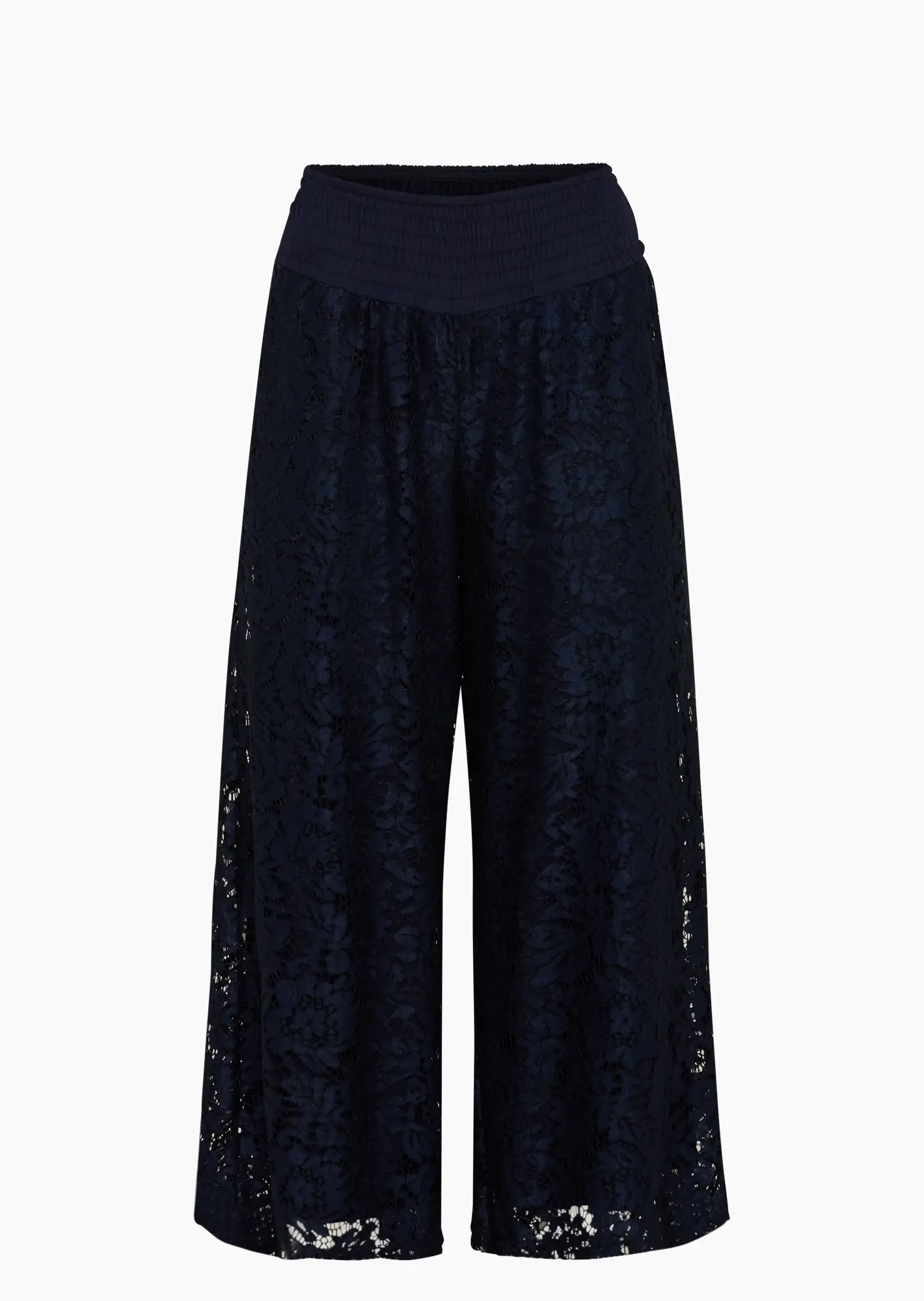 Wide Leg Spitzenhose, navy