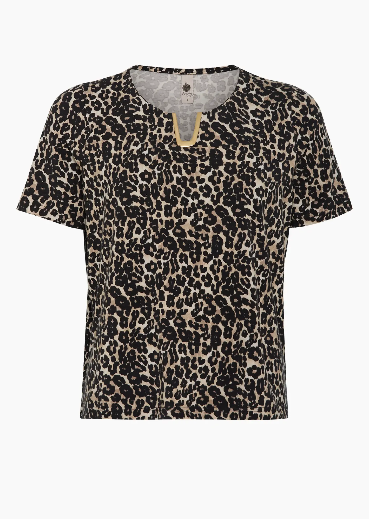 Leoshirt mit dekorativem Ausschnitt, crema