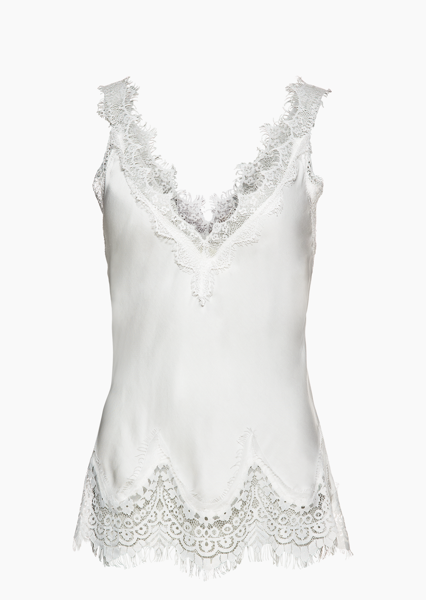 Top aus Viskose-Satin, weiss