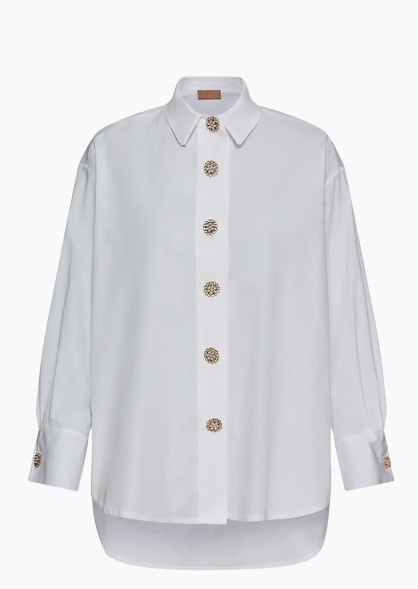 Bluse mit dekorativen Knöpfen, weiß