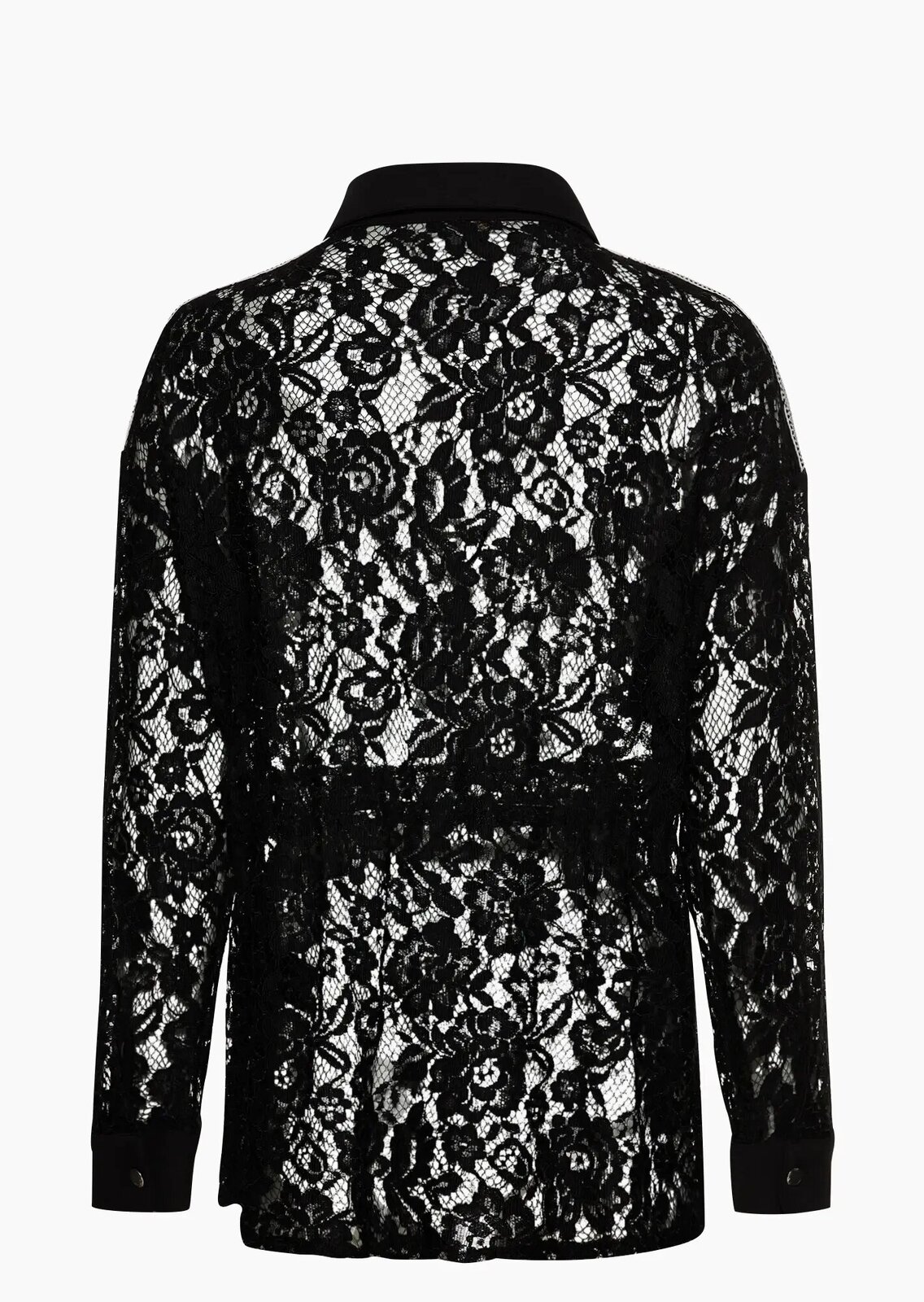 Blusenjacke mit Spitze & Ziersteinen, schwarz