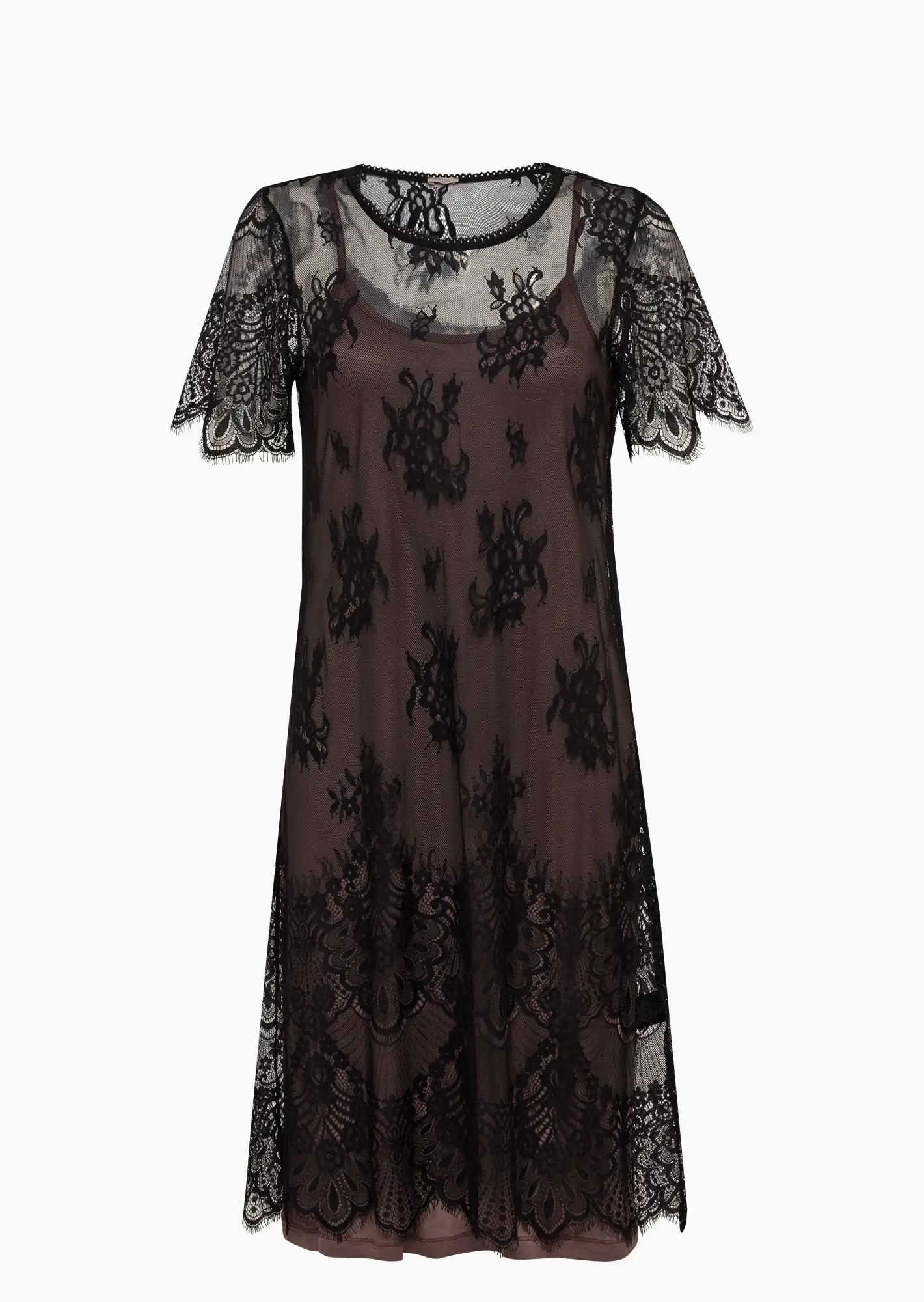 Edles Spitzenkleid, schwarz-taupe