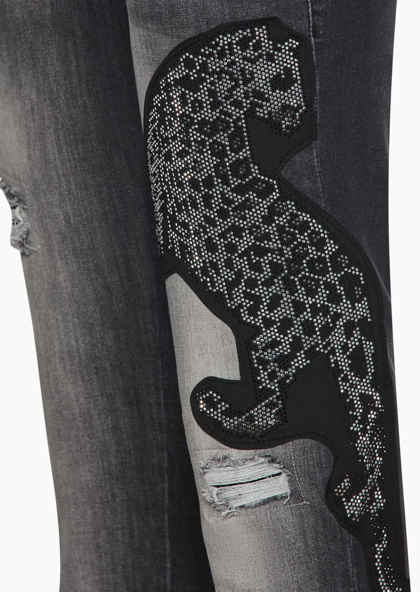 Jeans mit Patch, dark grey denim