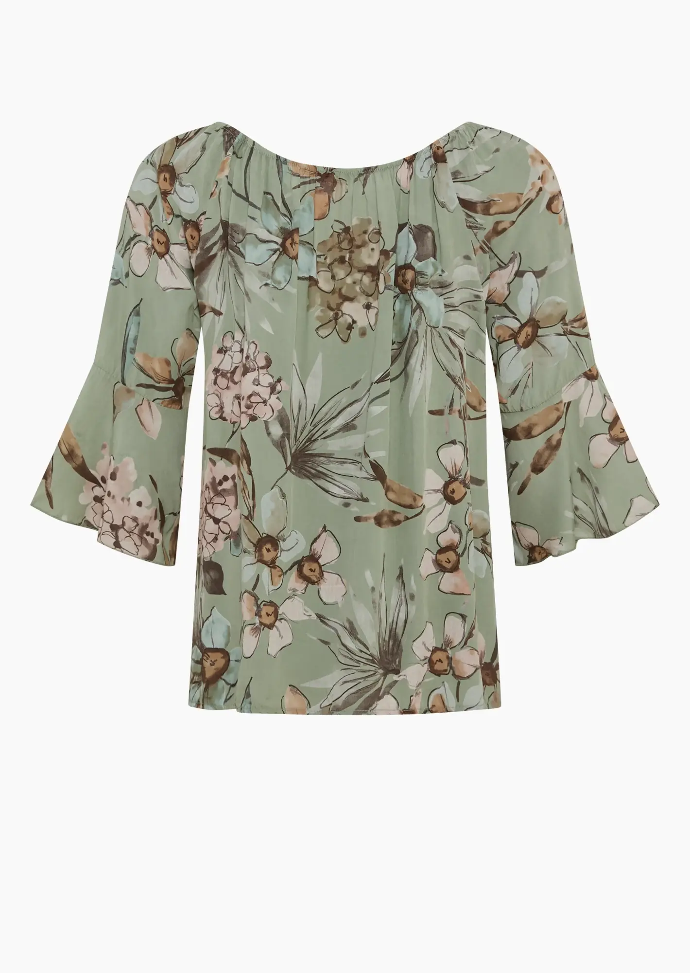 Bluse mit Volant, salbei