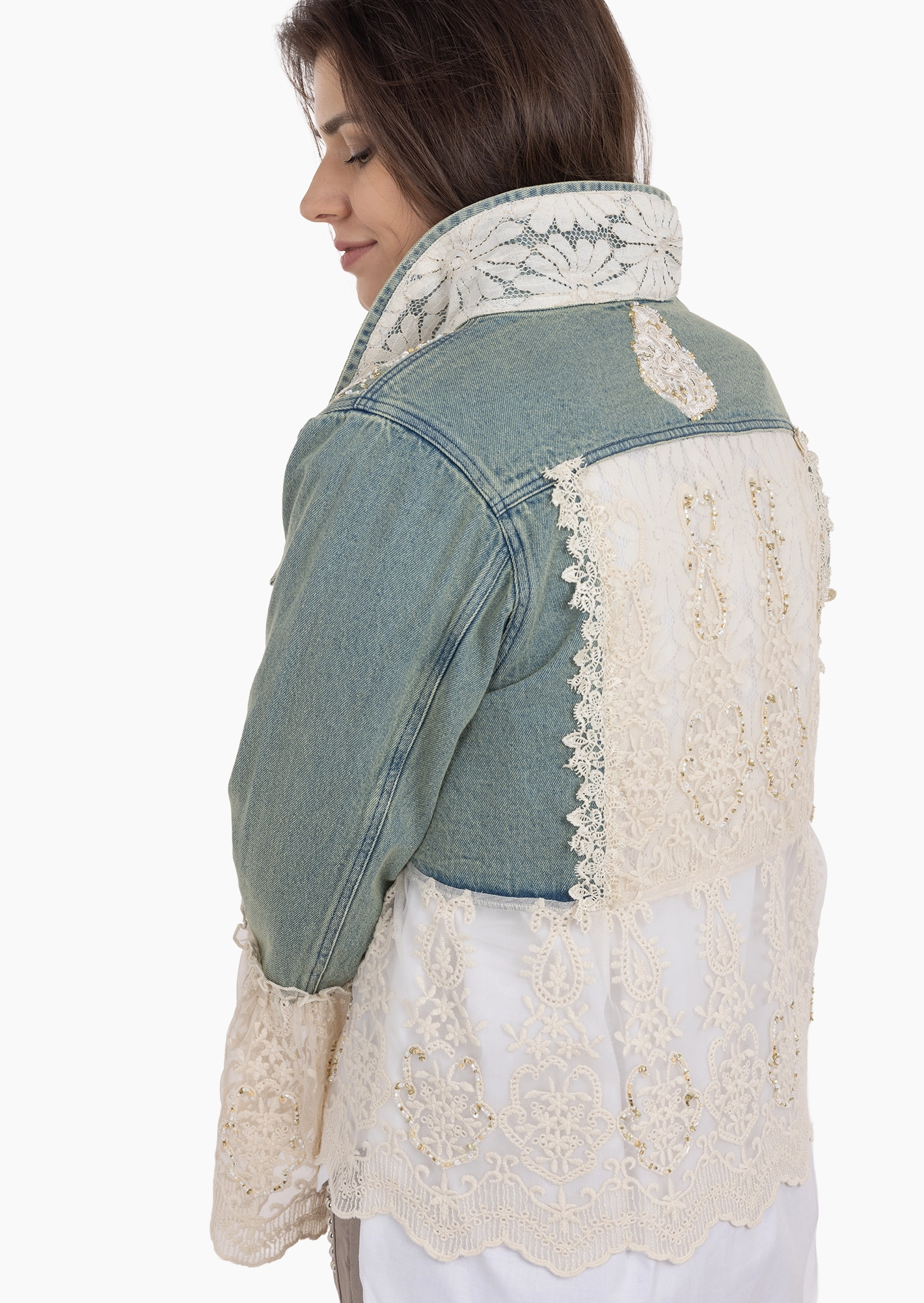 Jeansjacke mit Stickerei, light blue denim