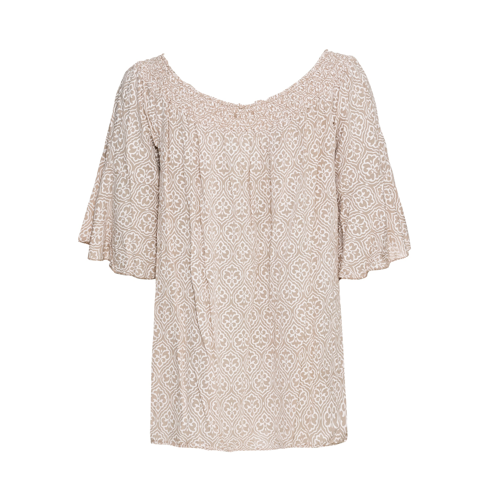 Bluse mit Carmen-Ausschnitt, sand