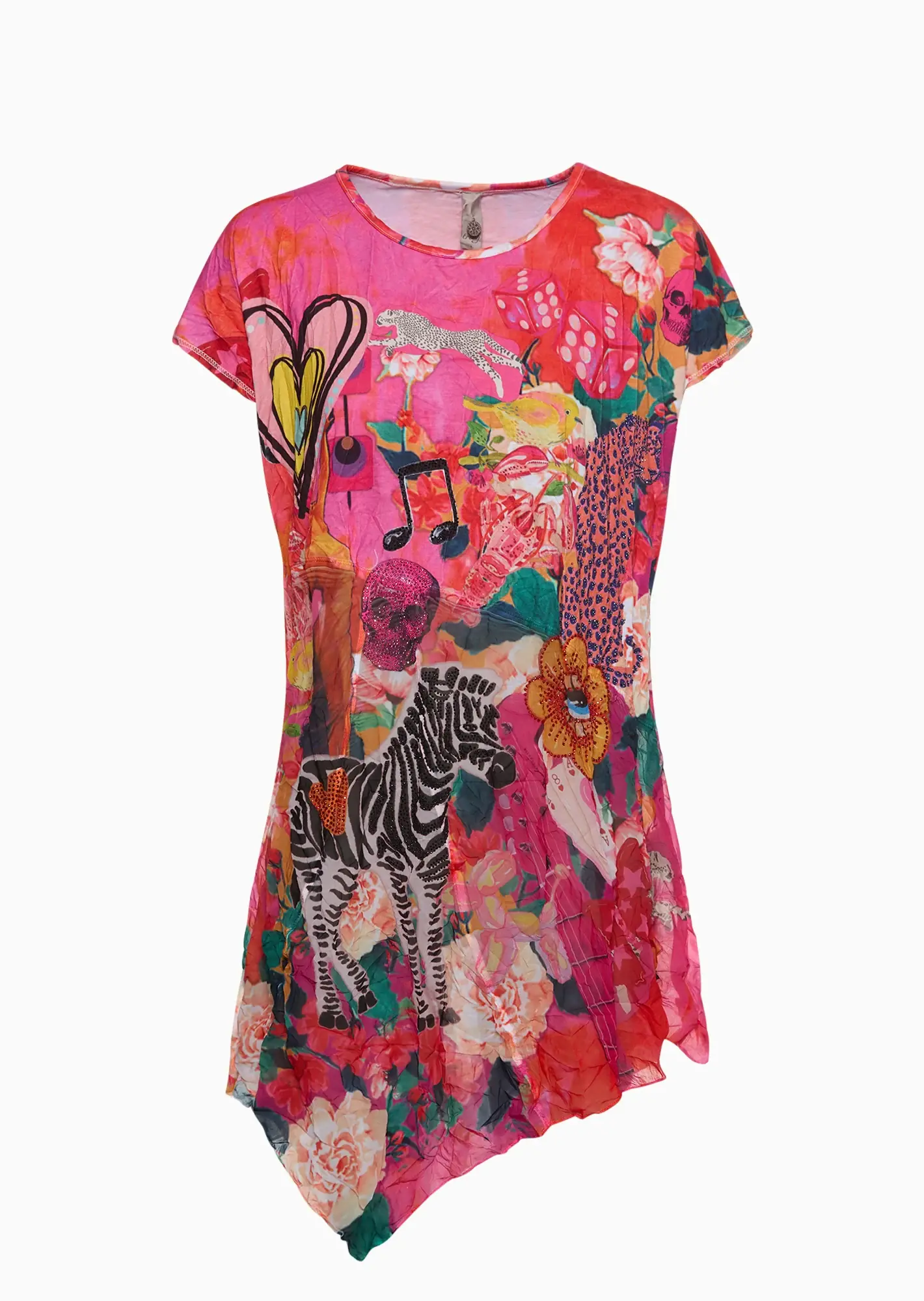 asymmetrisches Shirt im Layering-Style, pink