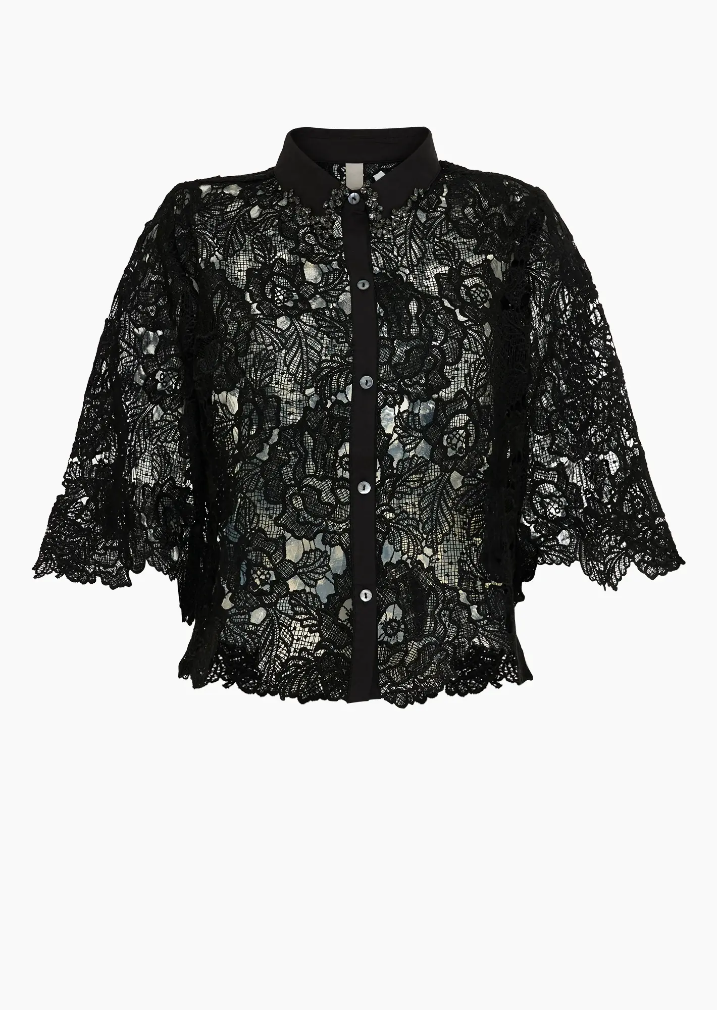 Bluse im Alloverspitzendesign, schwarz