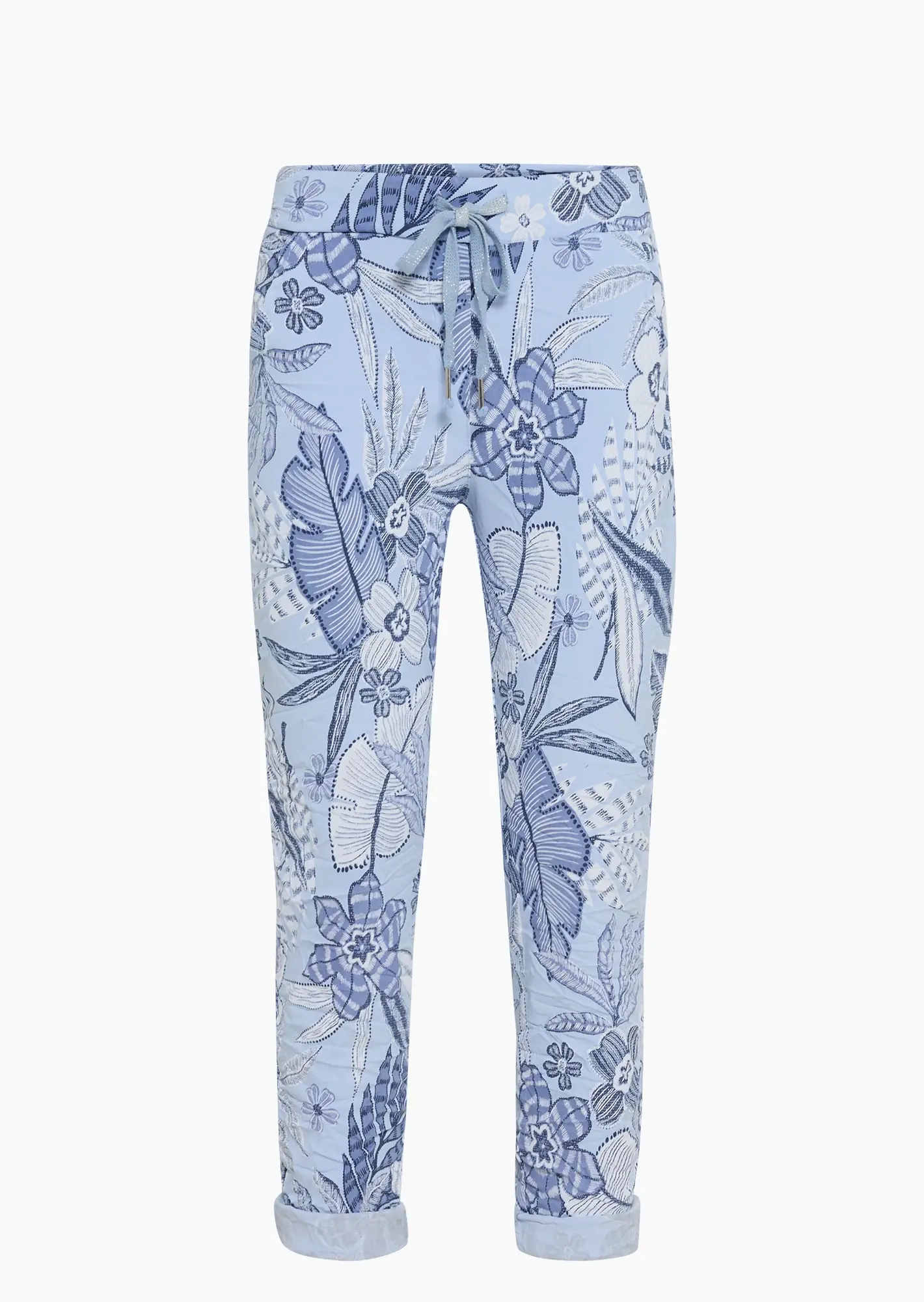 Joggpants mit floralem Alloverprint, eiskristall