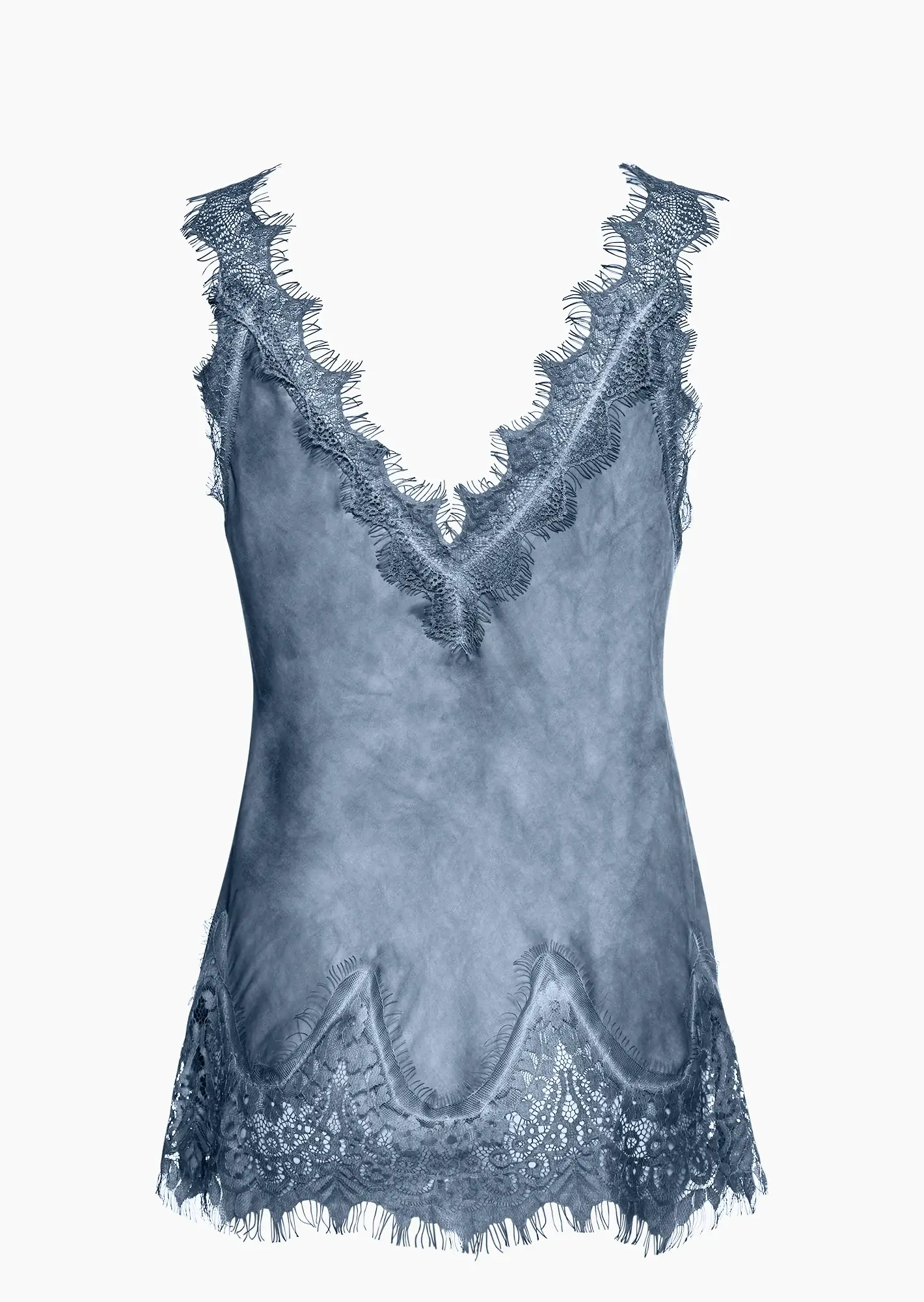 Top aus Viskose-Satin, blue