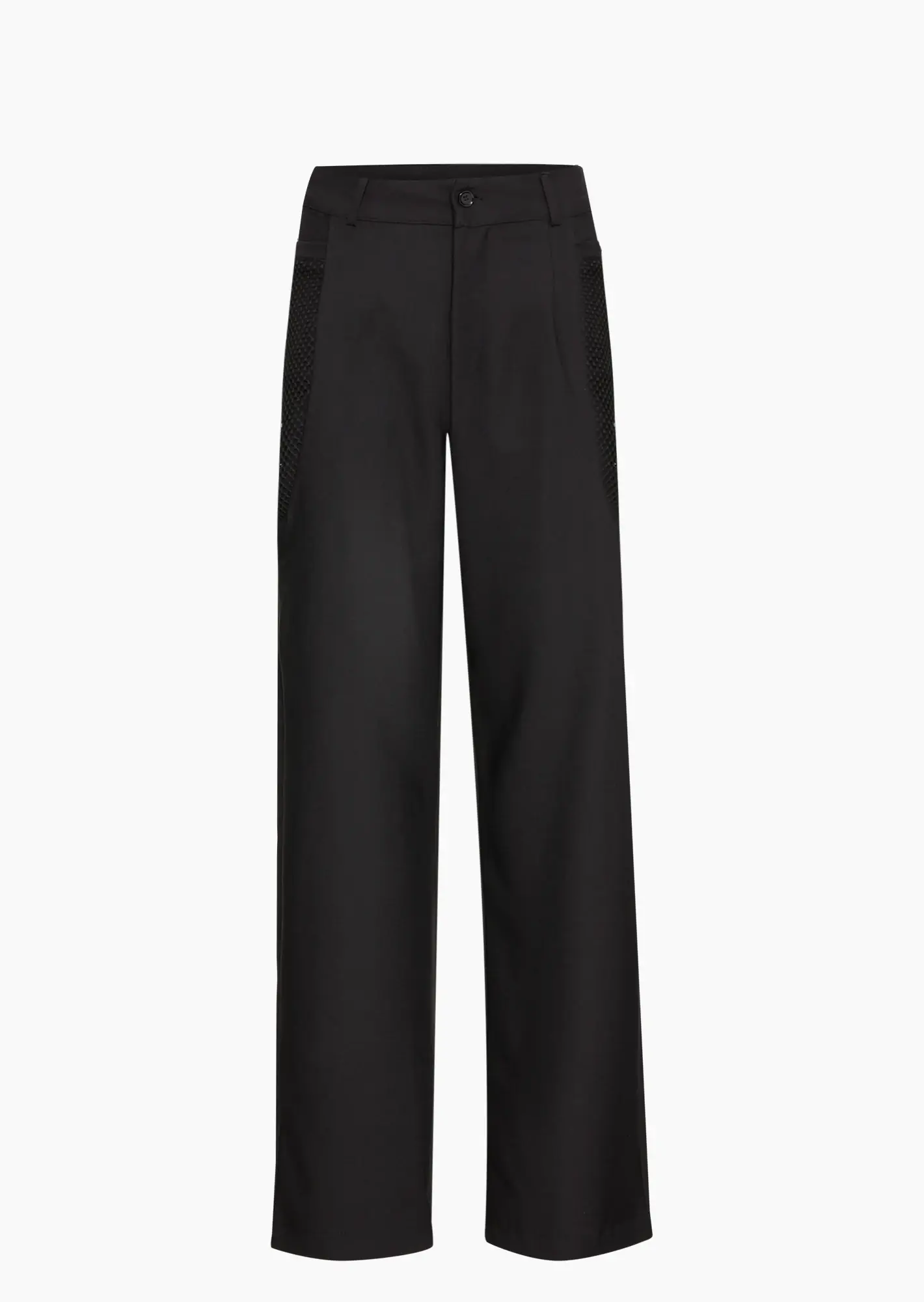 Wide Leg Hose mit Mesh, schwarz