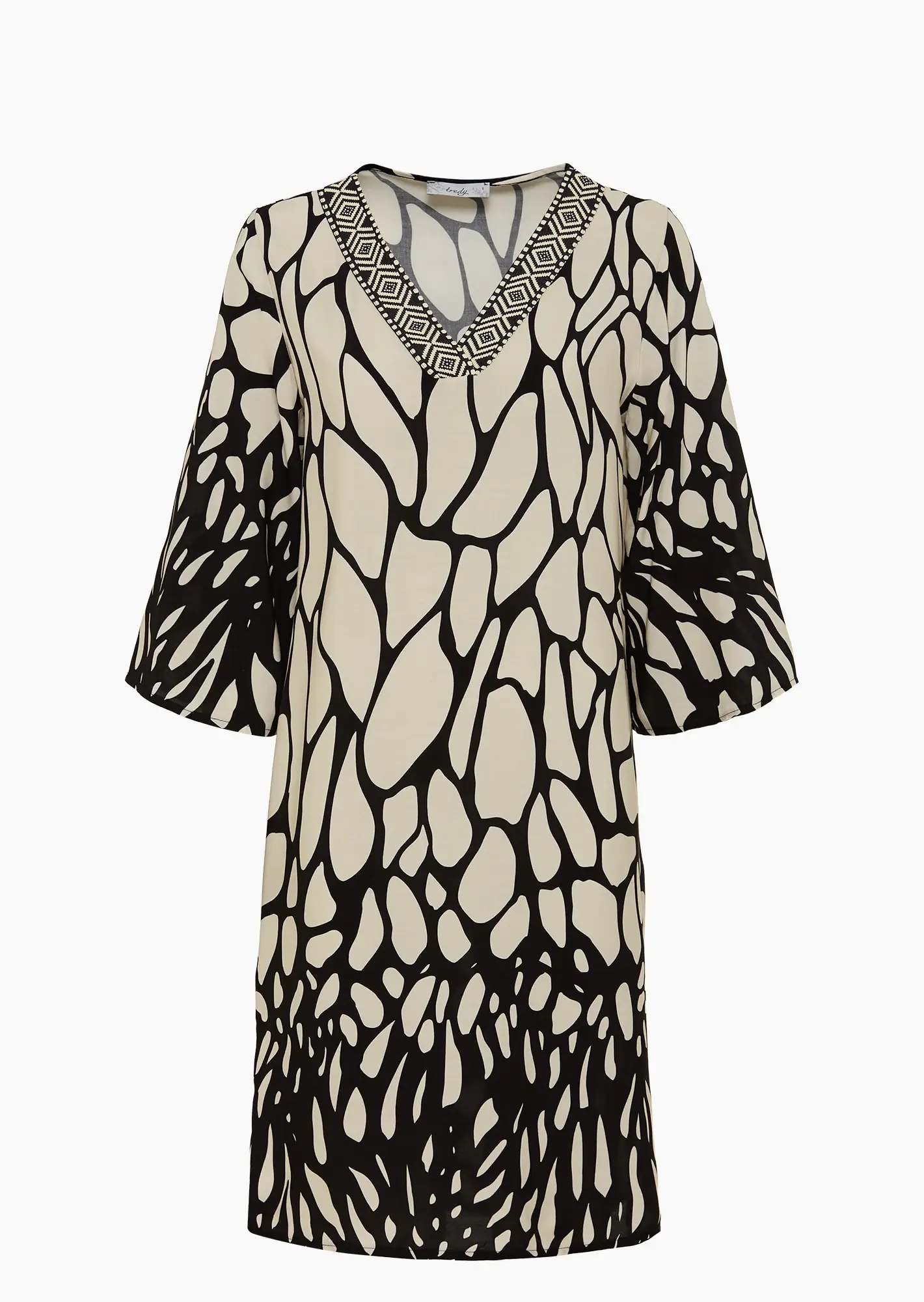 Kleid mit stylischem Print, schwarz-crema