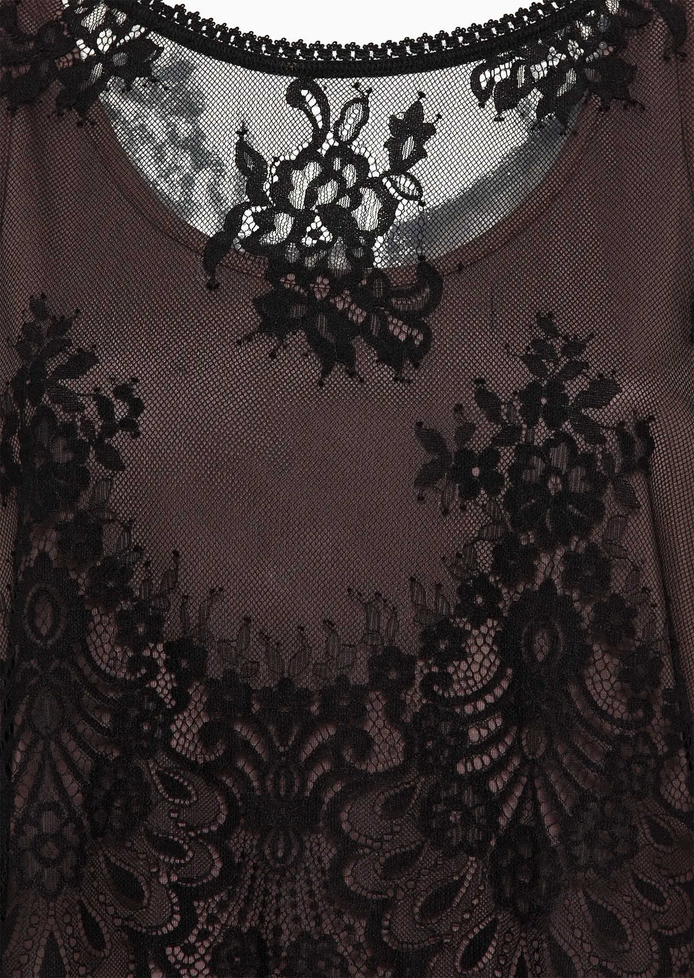 Edles Spitzenshirt mit Viskose-Top, schwarz-taupe