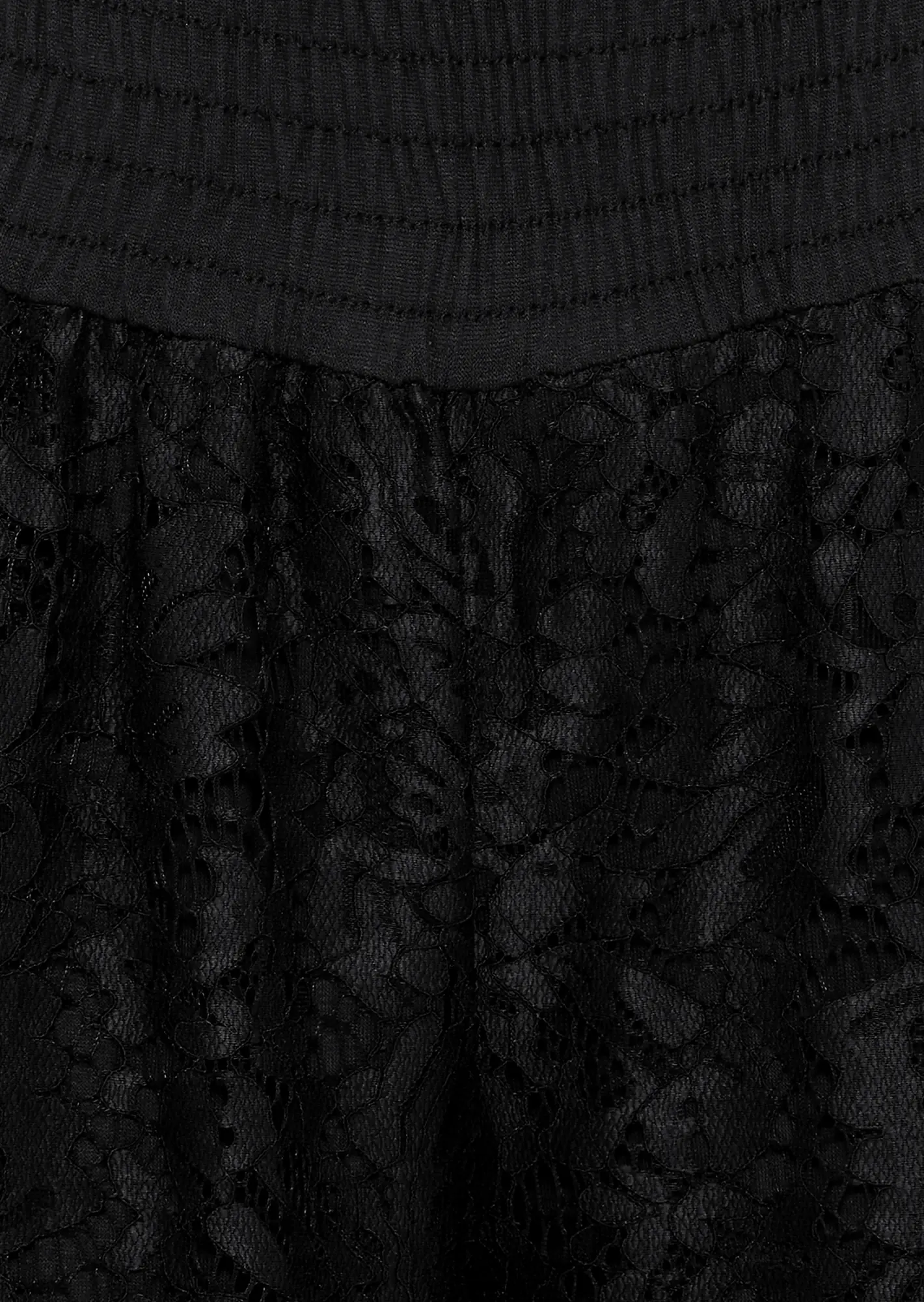 Wide Leg Spitzenhose, schwarz