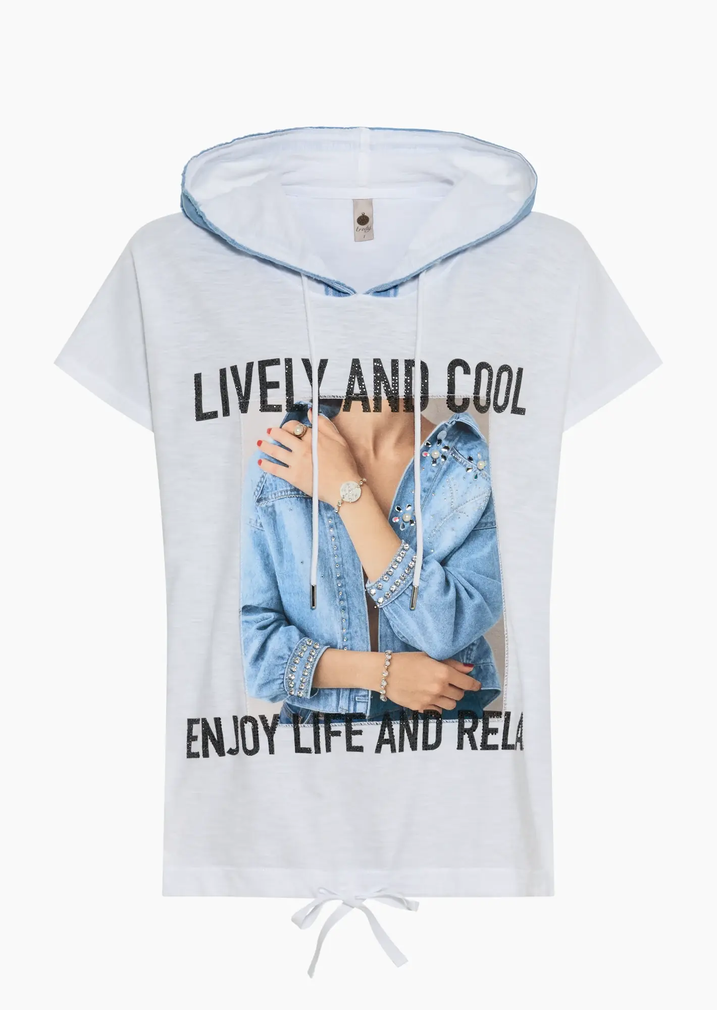 Shirt mit Denim-Details, weiß
