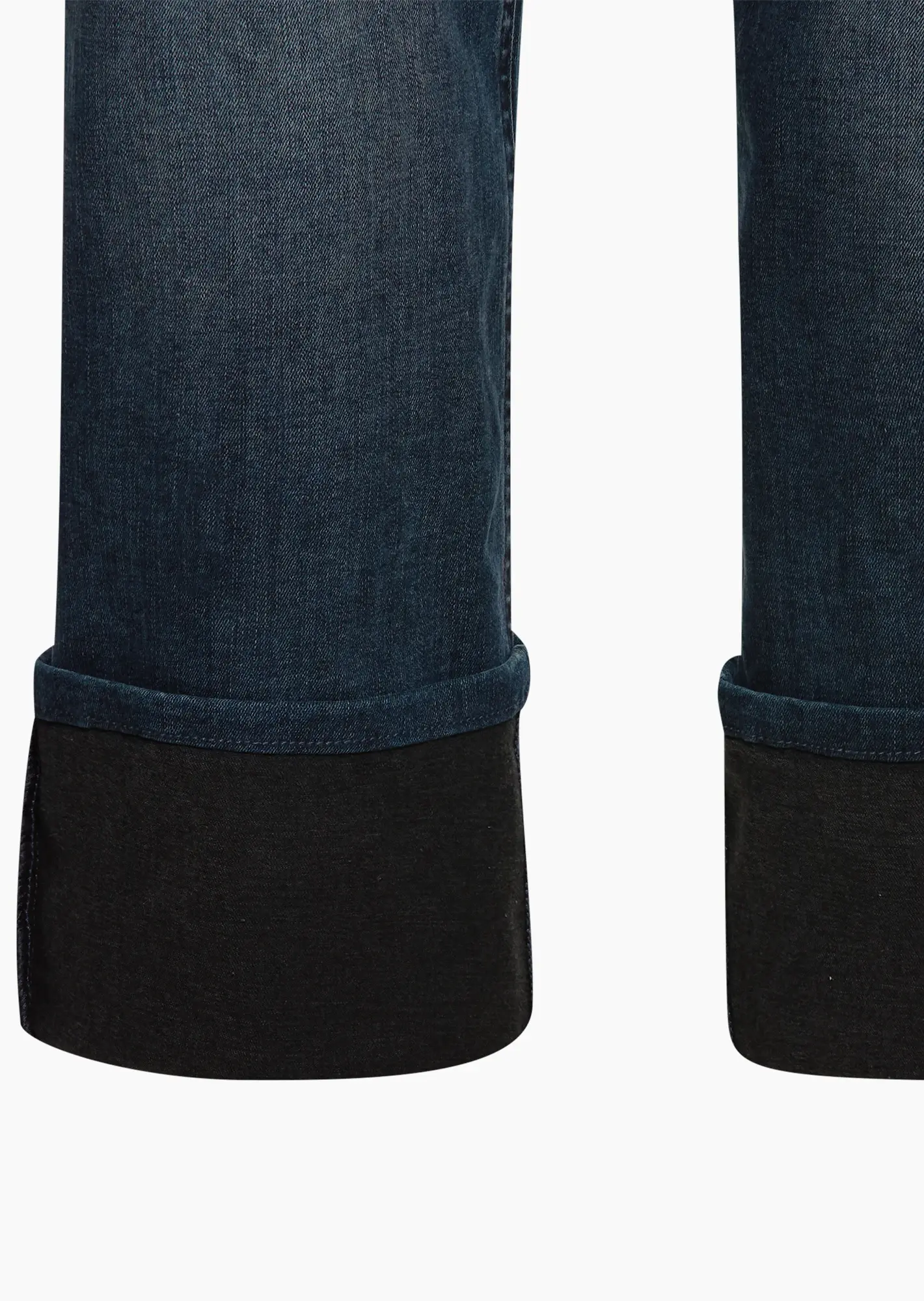 Wide Leg Jeans mit Umschlag, blue black denim
