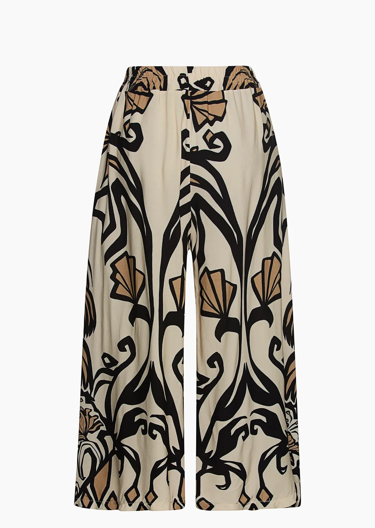 Wide Leg Hose gemustert, crema-schwarz