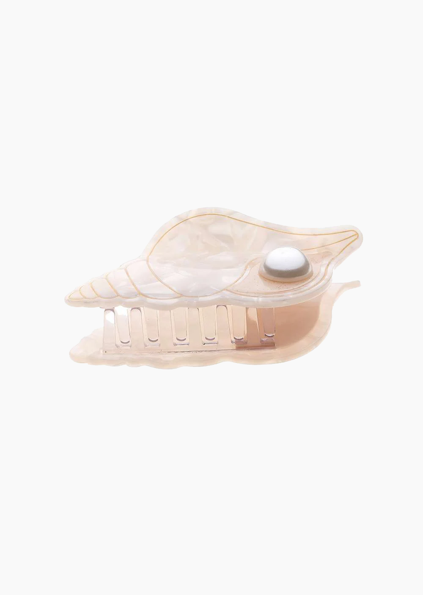 Haarklammer Muschel mit Perle, crema