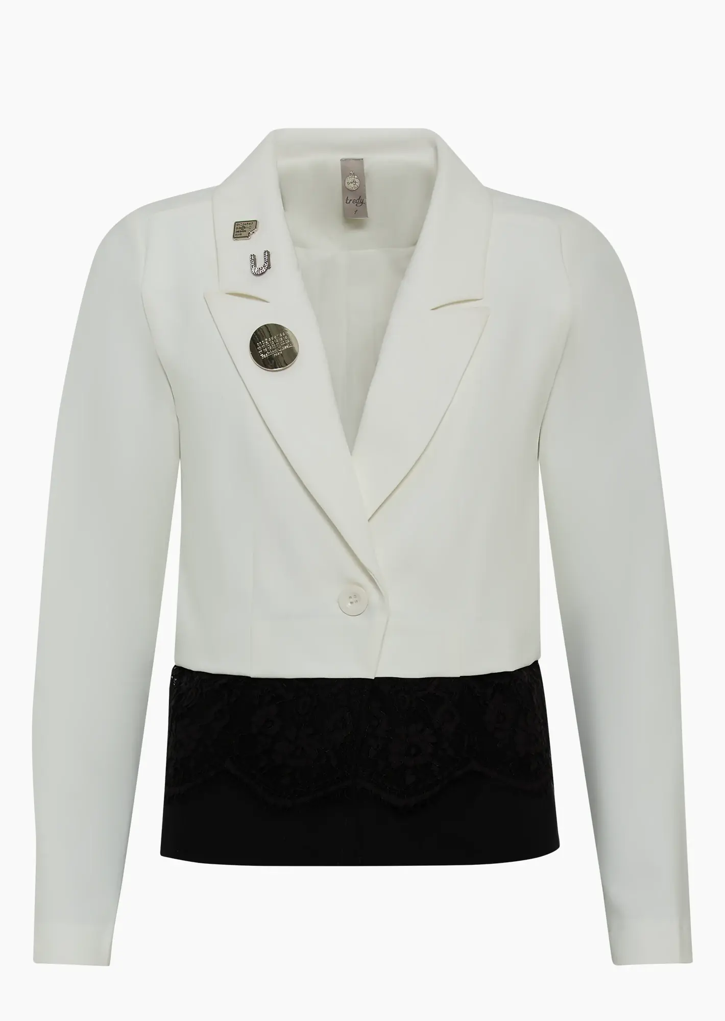 Blazer mit Spitzendetail, offwhite