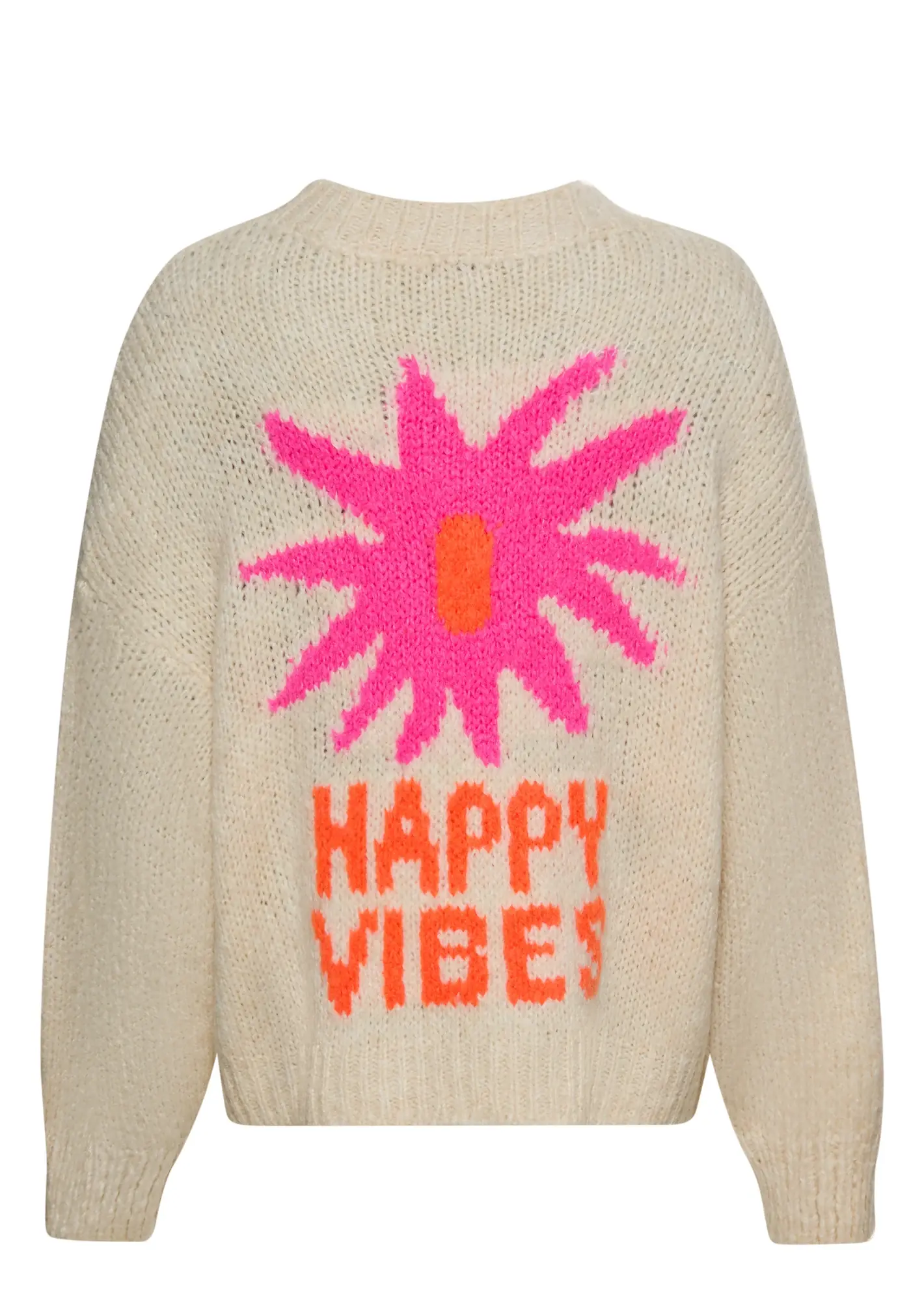 Strickpullover 'Happy vibes', crema